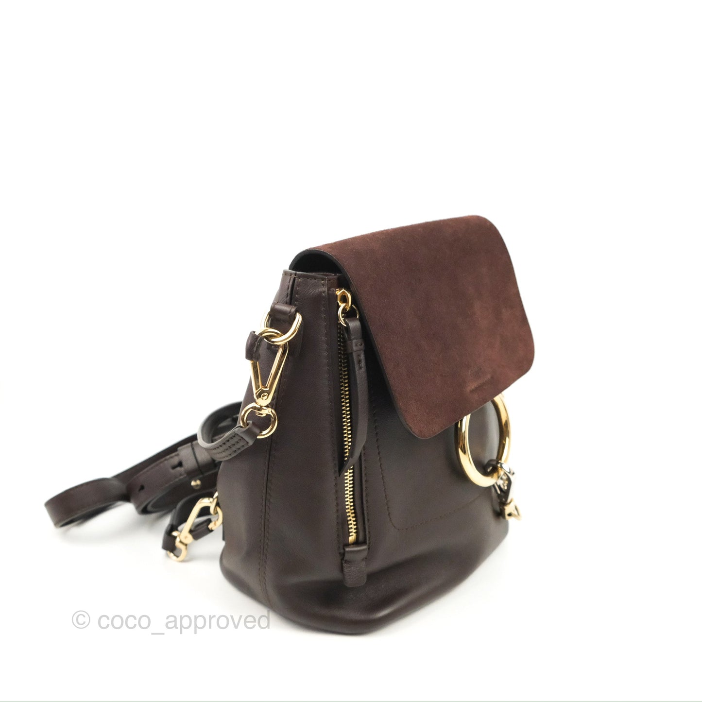 Chloe Small Faye Backpack Suede Calfskin Burgundy Gold Hardware