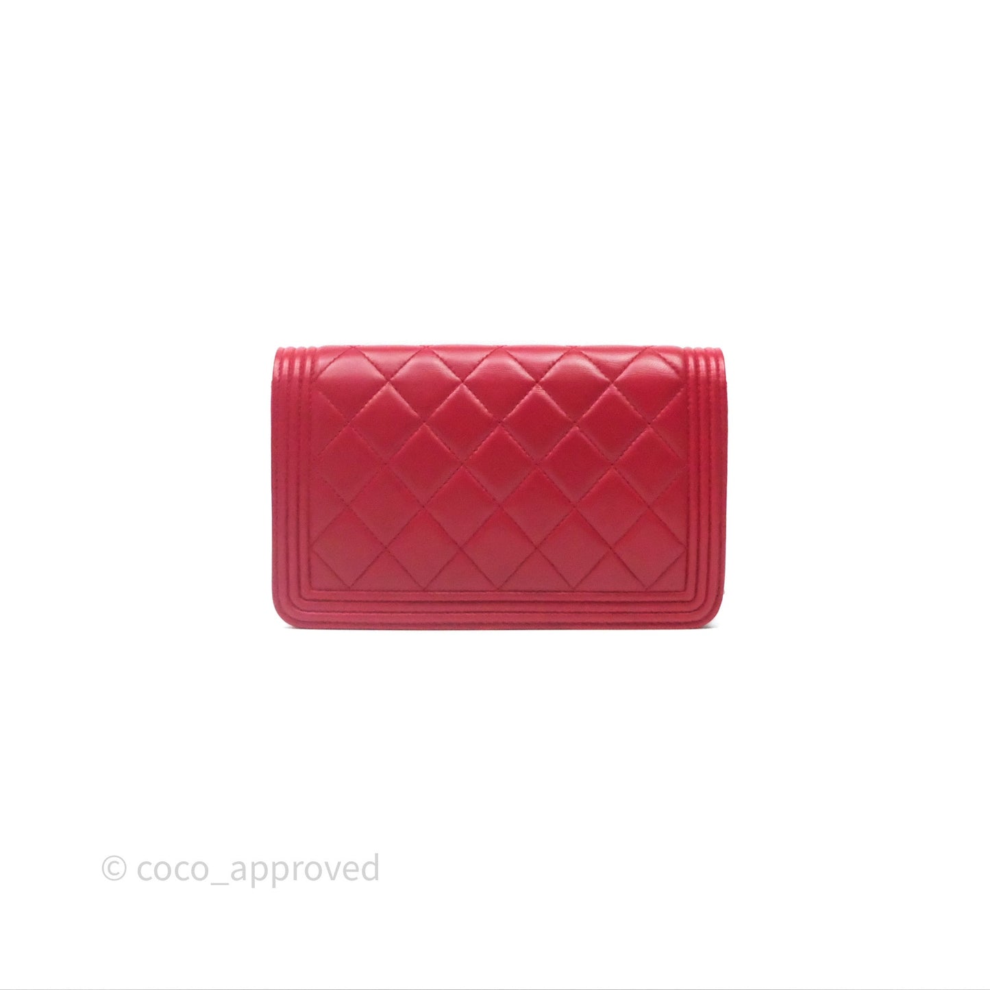 Chanel Boy Wallet on Chain WOC Red Lambskin Dark Silver Hardware