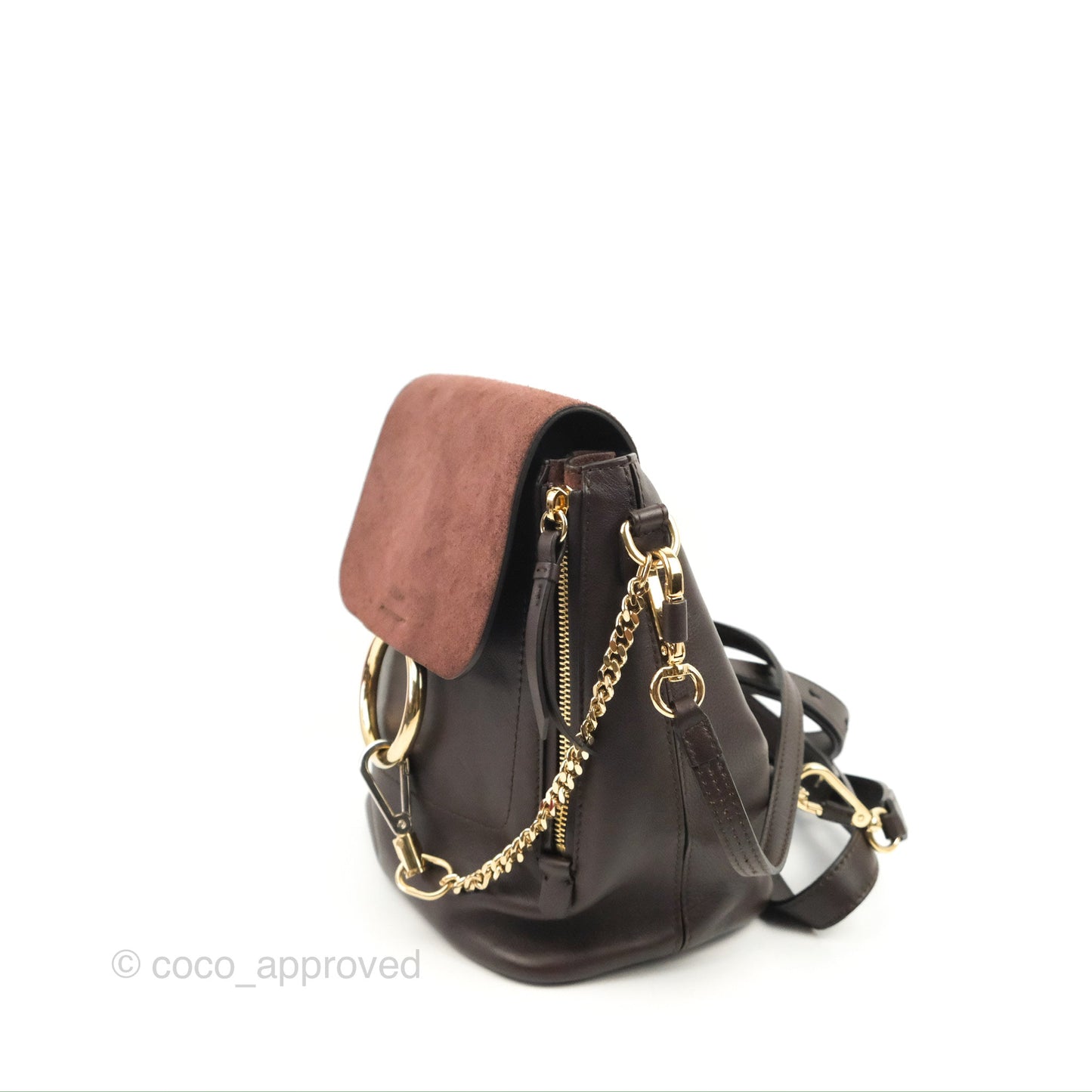 Chloe Small Faye Backpack Suede Calfskin Burgundy Gold Hardware