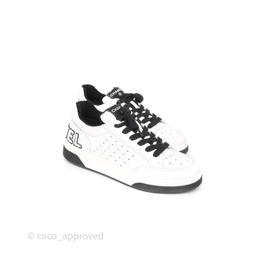 Chanel Logo Sneakers White Calfskin Size 37.5