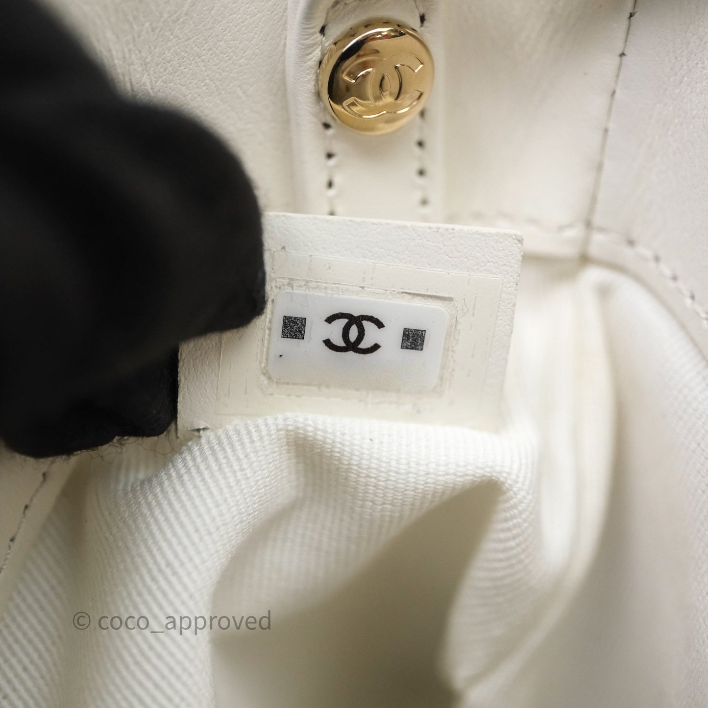 Chanel Nano 31 White Shiny Calfskin Gold Hardware