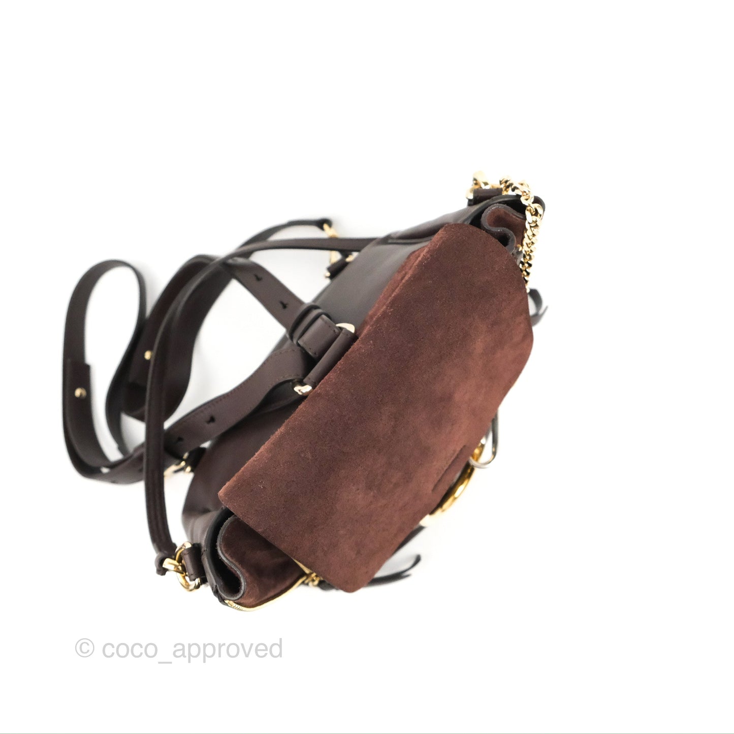 Chloe Small Faye Backpack Suede Calfskin Burgundy Gold Hardware