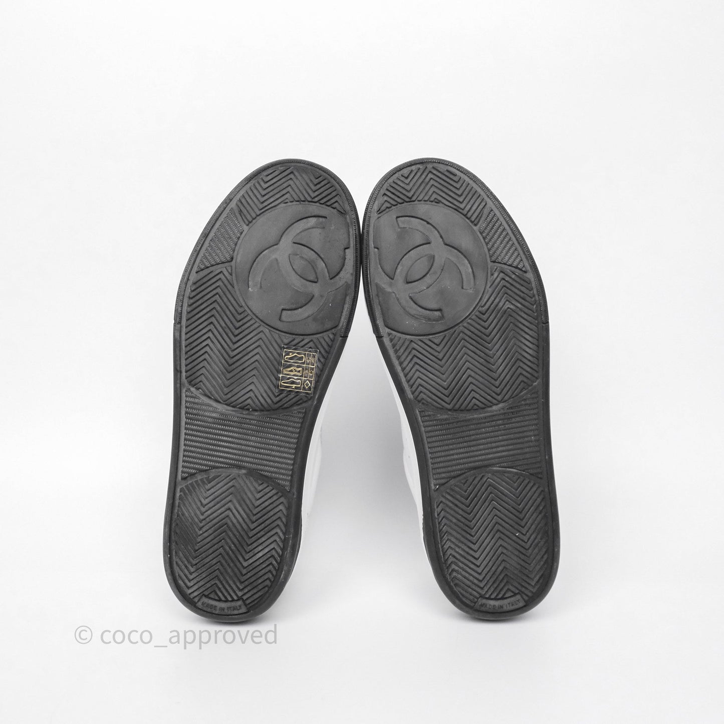 Chanel Logo Sneakers White Calfskin Size 37.5