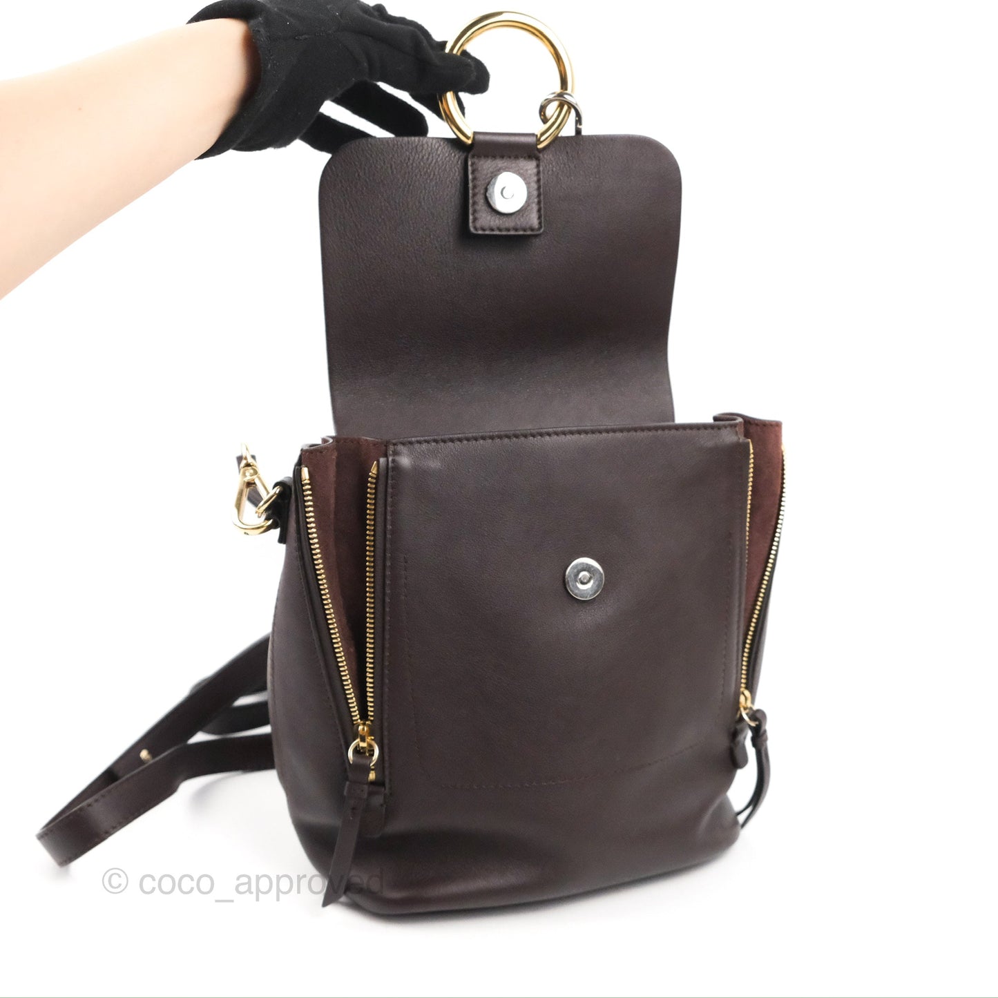 Chloe Small Faye Backpack Suede Calfskin Burgundy Gold Hardware