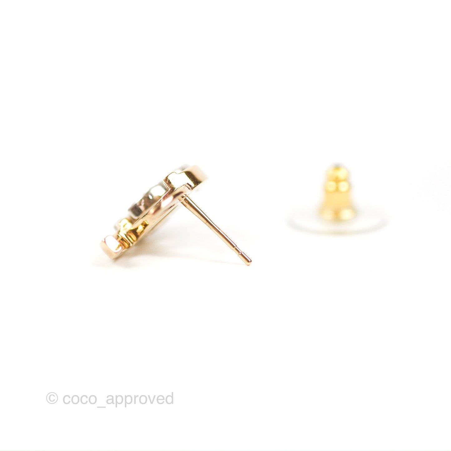 Chanel Double Crystal CC Earrings Silver & Gold Tone 21A