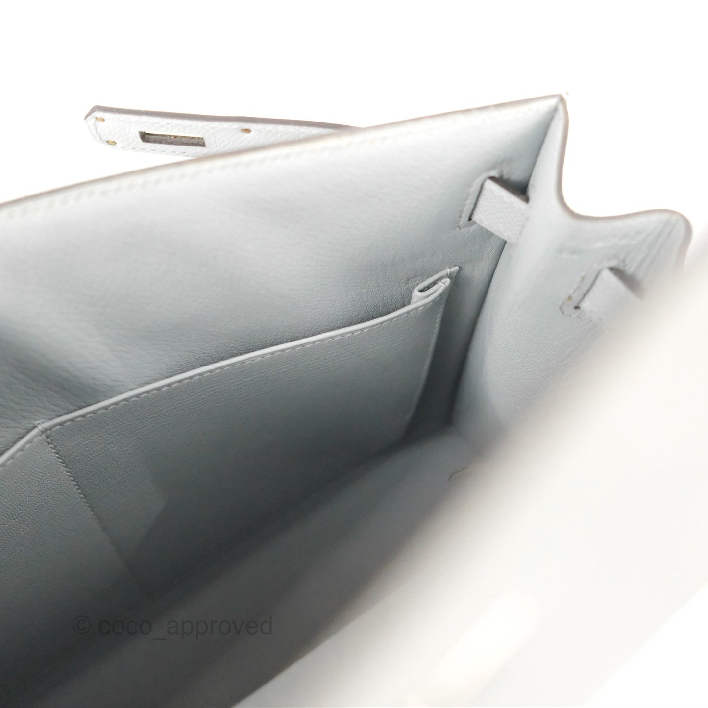 Hermès Kelly 32 Sellier Bleu Glacier Epsom Palladium Hardware