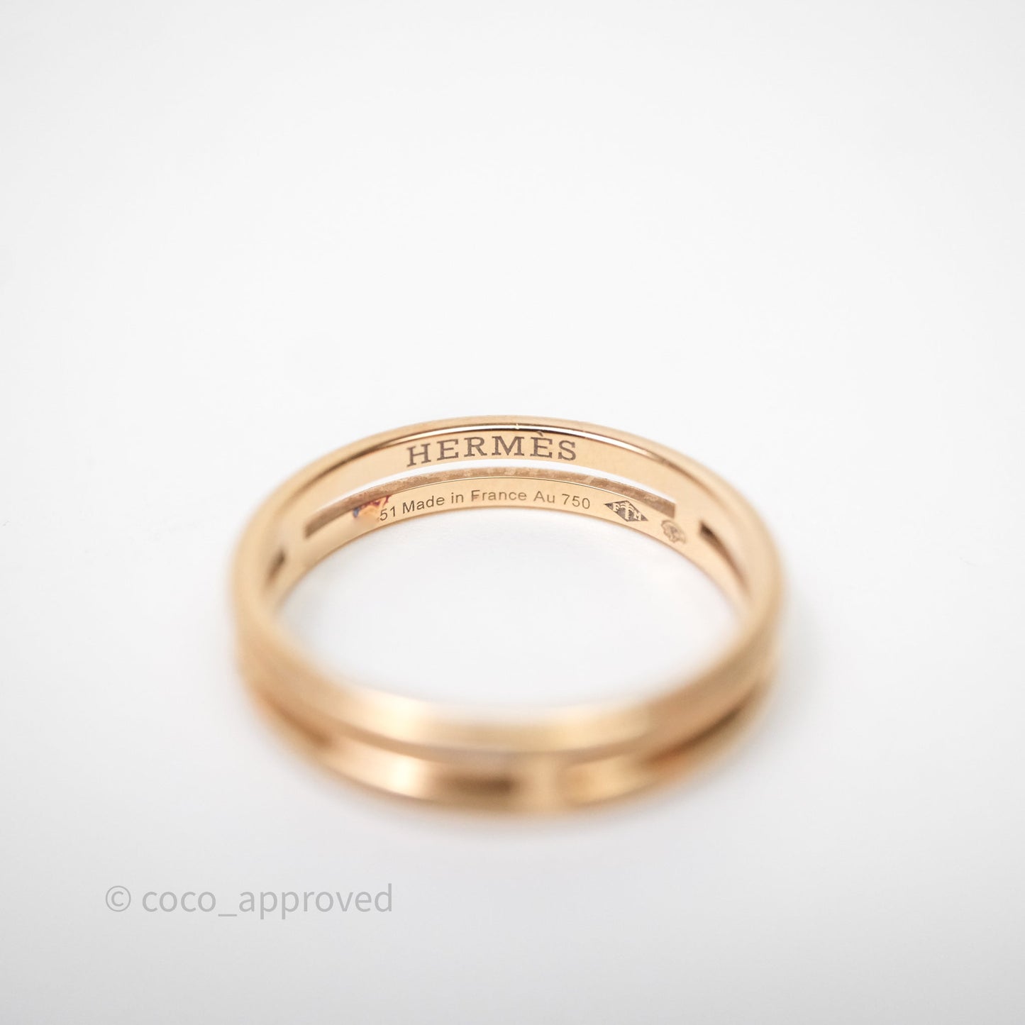 Hermès Ariane Wedding Band Ring Rose Gold Size 51