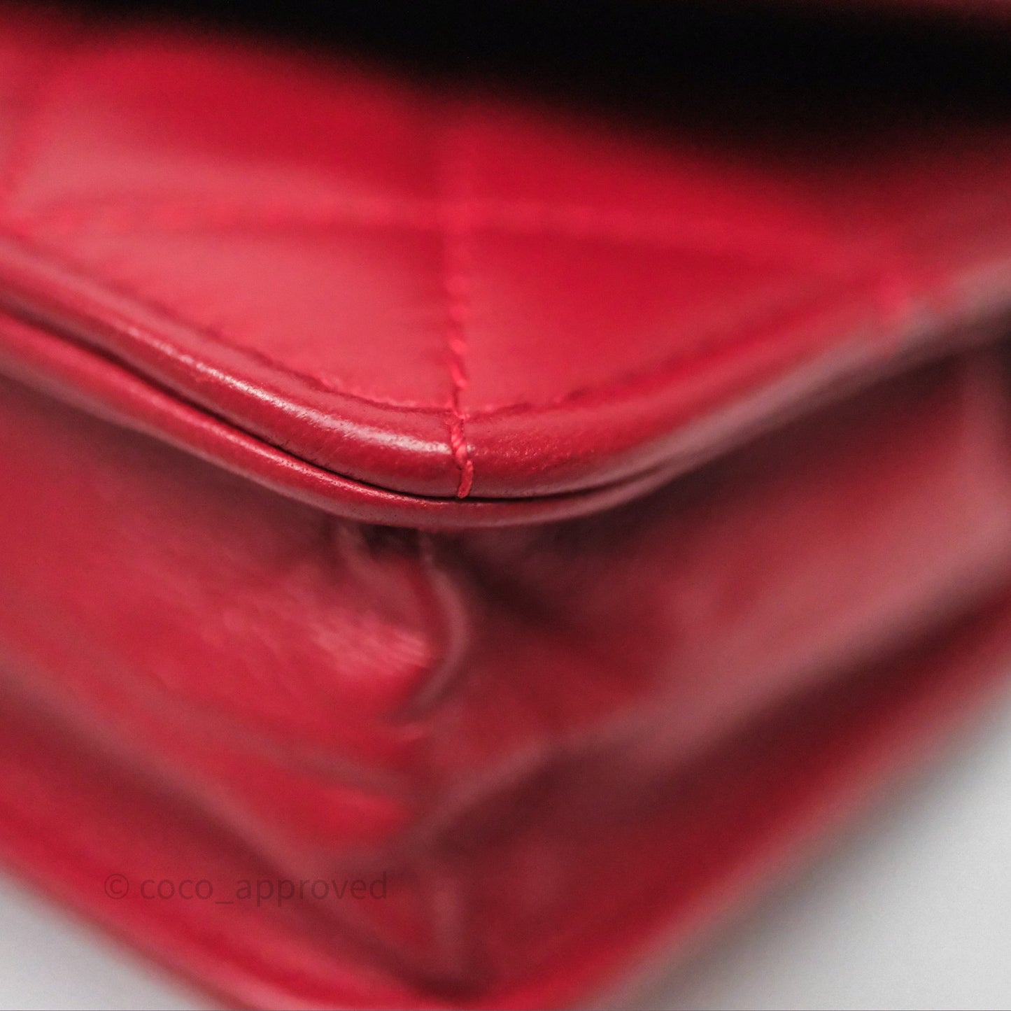 Chanel Boy Wallet on Chain WOC Red Lambskin Dark Silver Hardware