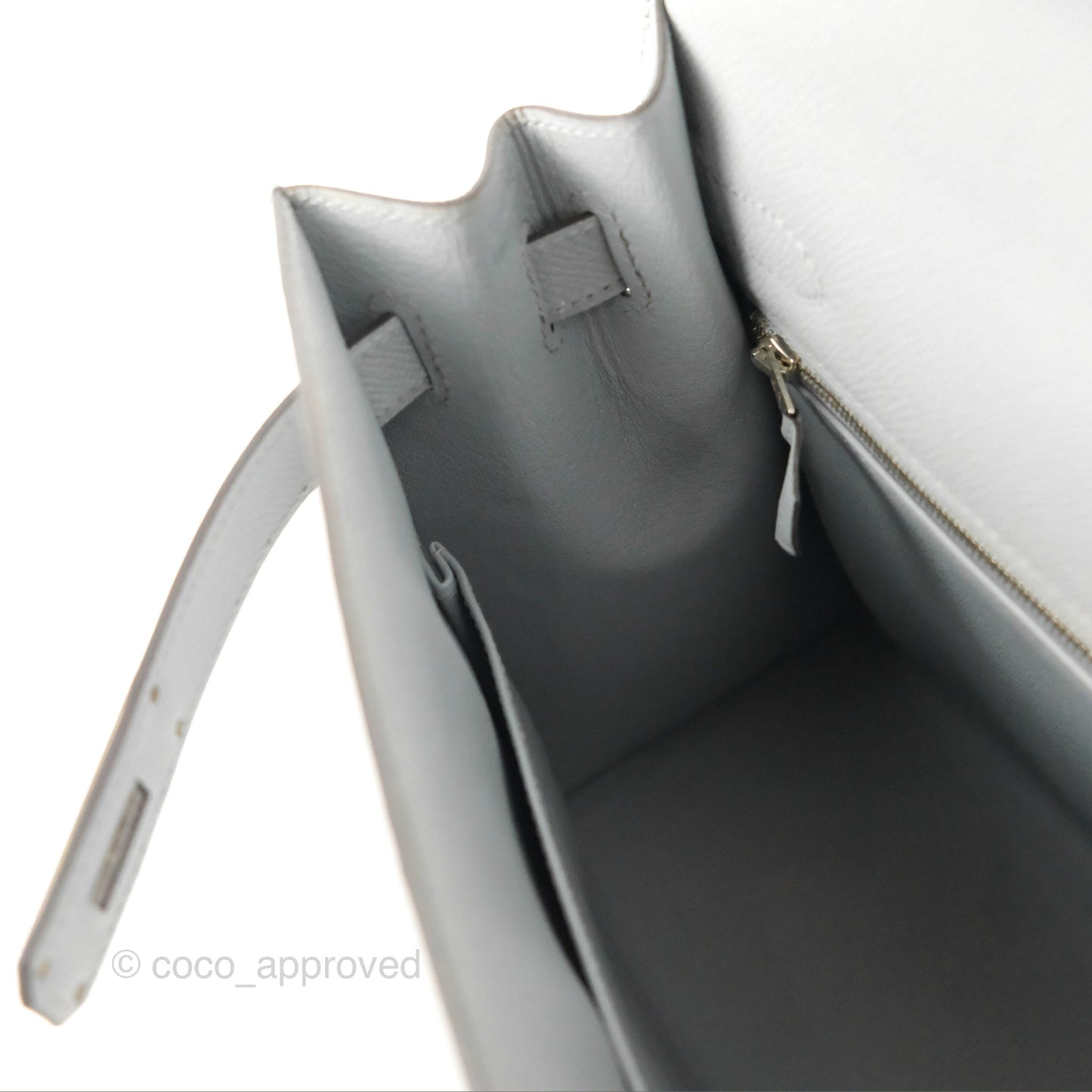 Hermès Kelly 32 Sellier Bleu Glacier Epsom Palladium Hardware