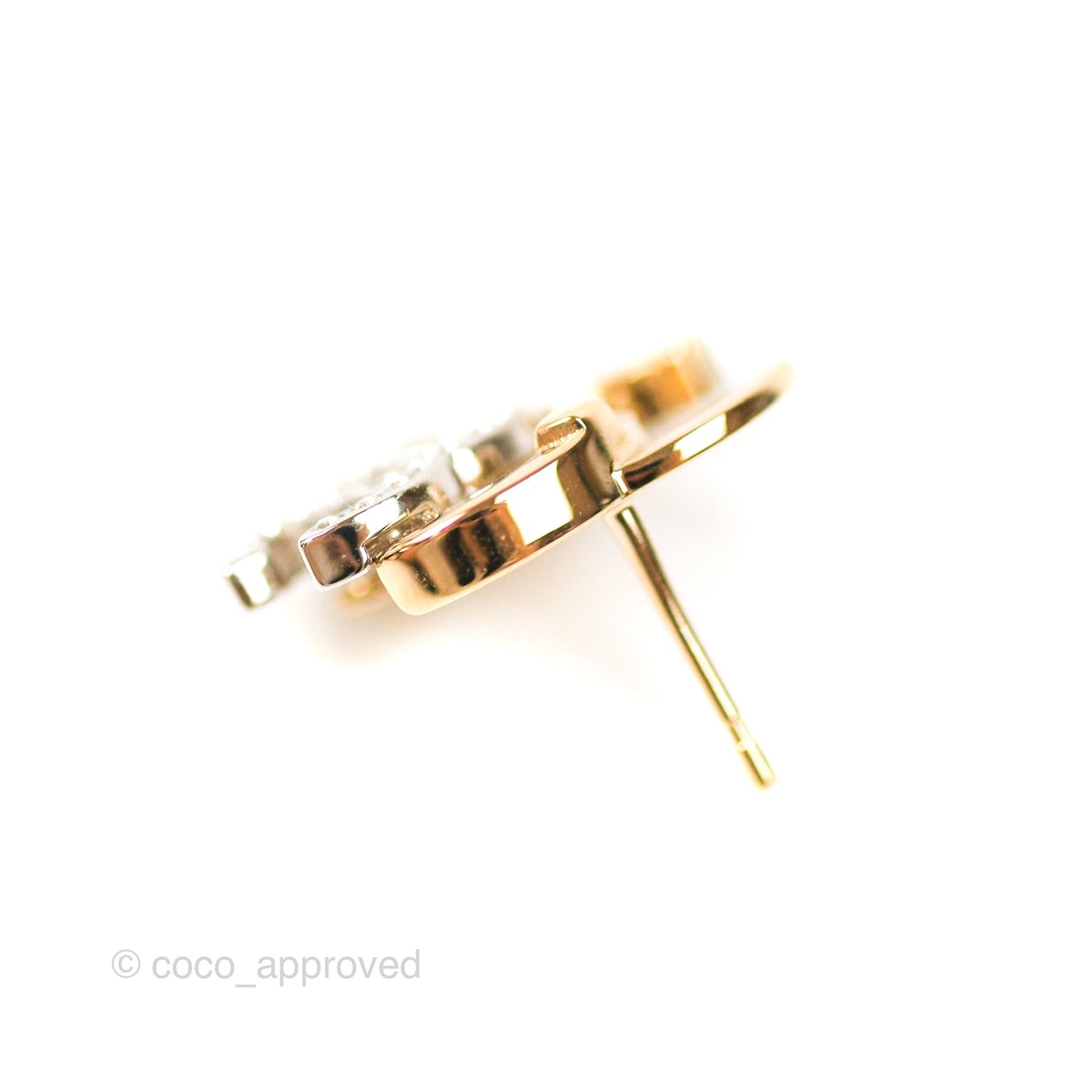 Chanel Double Crystal CC Earrings Silver & Gold Tone 21A