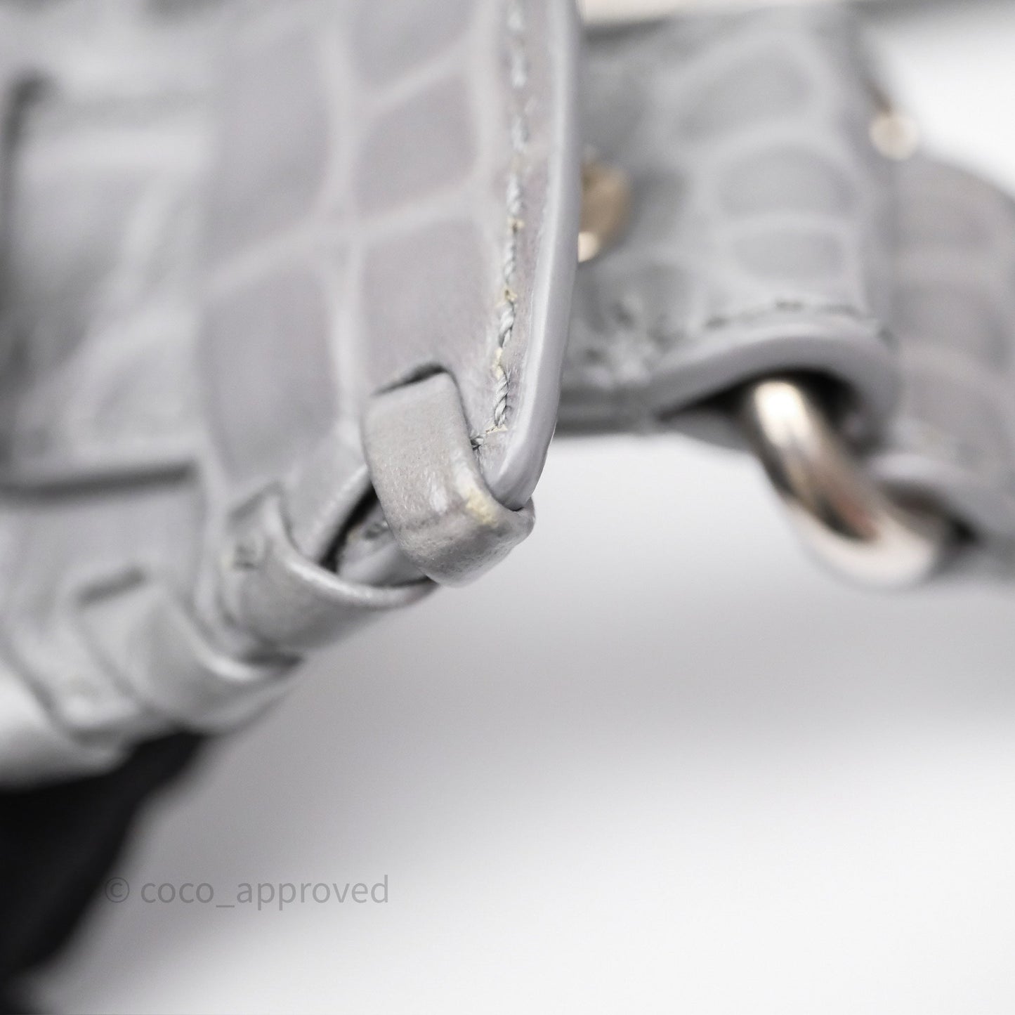 Balenciaga XS Le Cagole Shoulder Bag Grey Croc Embossed Leather
