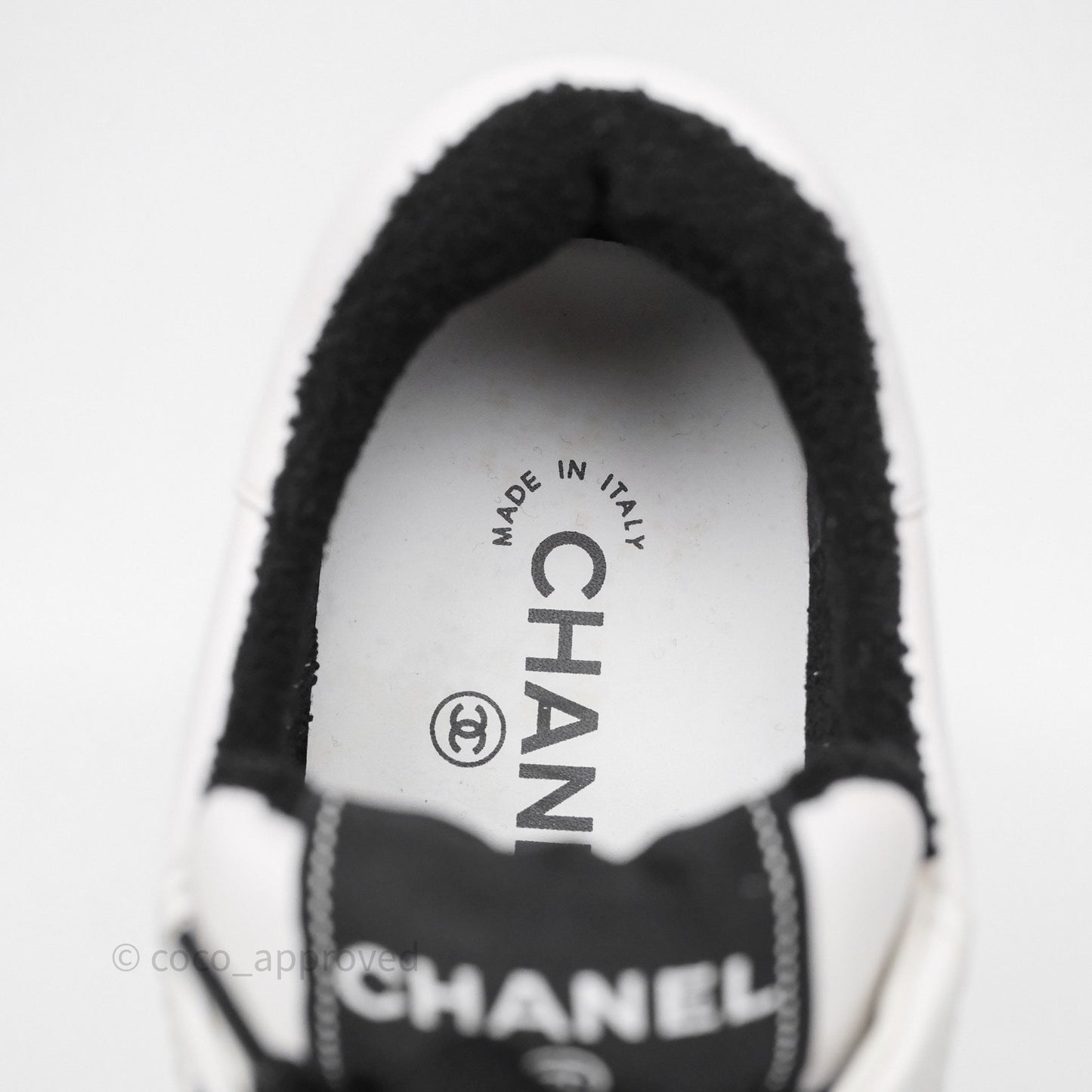 Chanel Logo Sneakers White Calfskin Size 37.5
