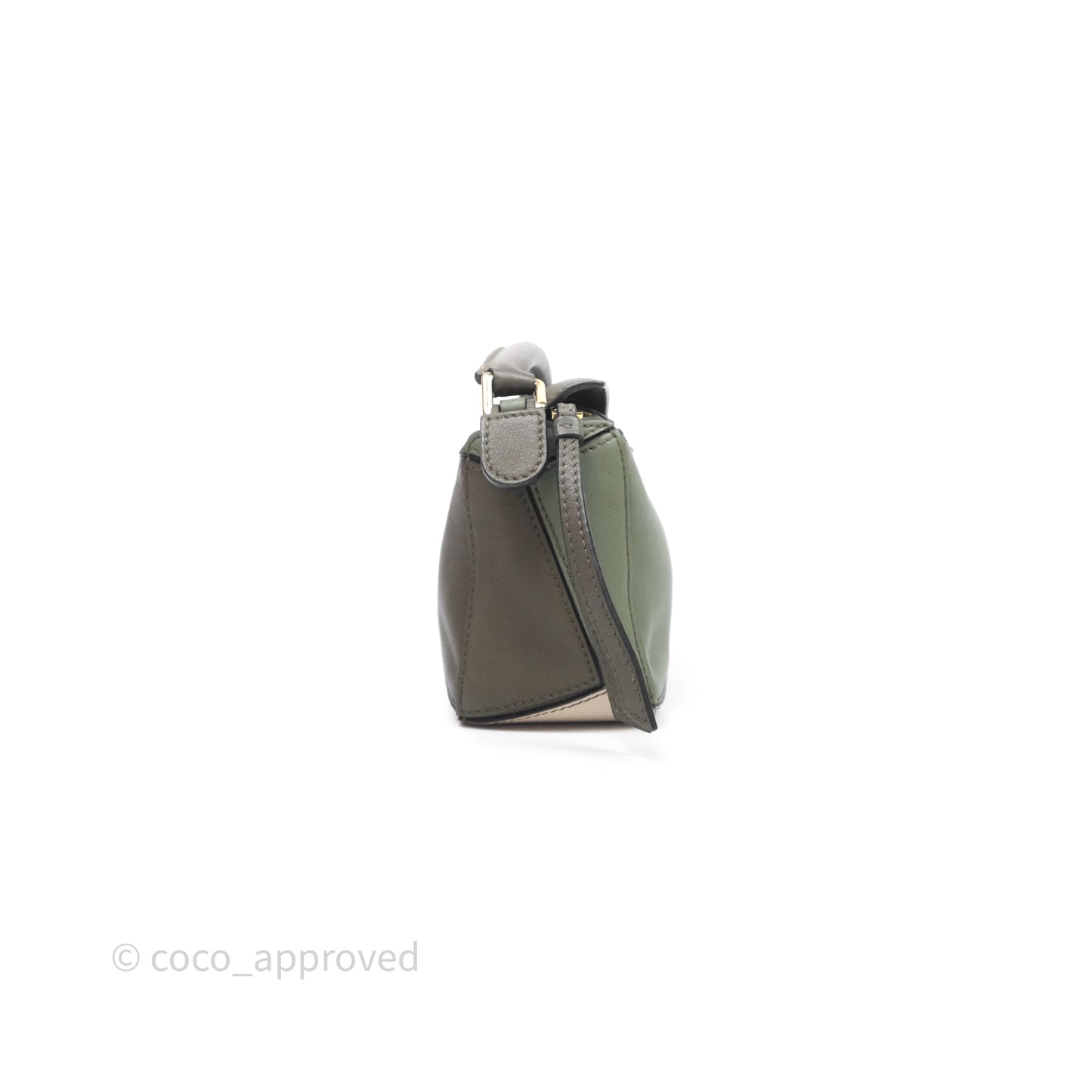 Loewe Mini Puzzle Bag Green Calfskin Gold Hardware