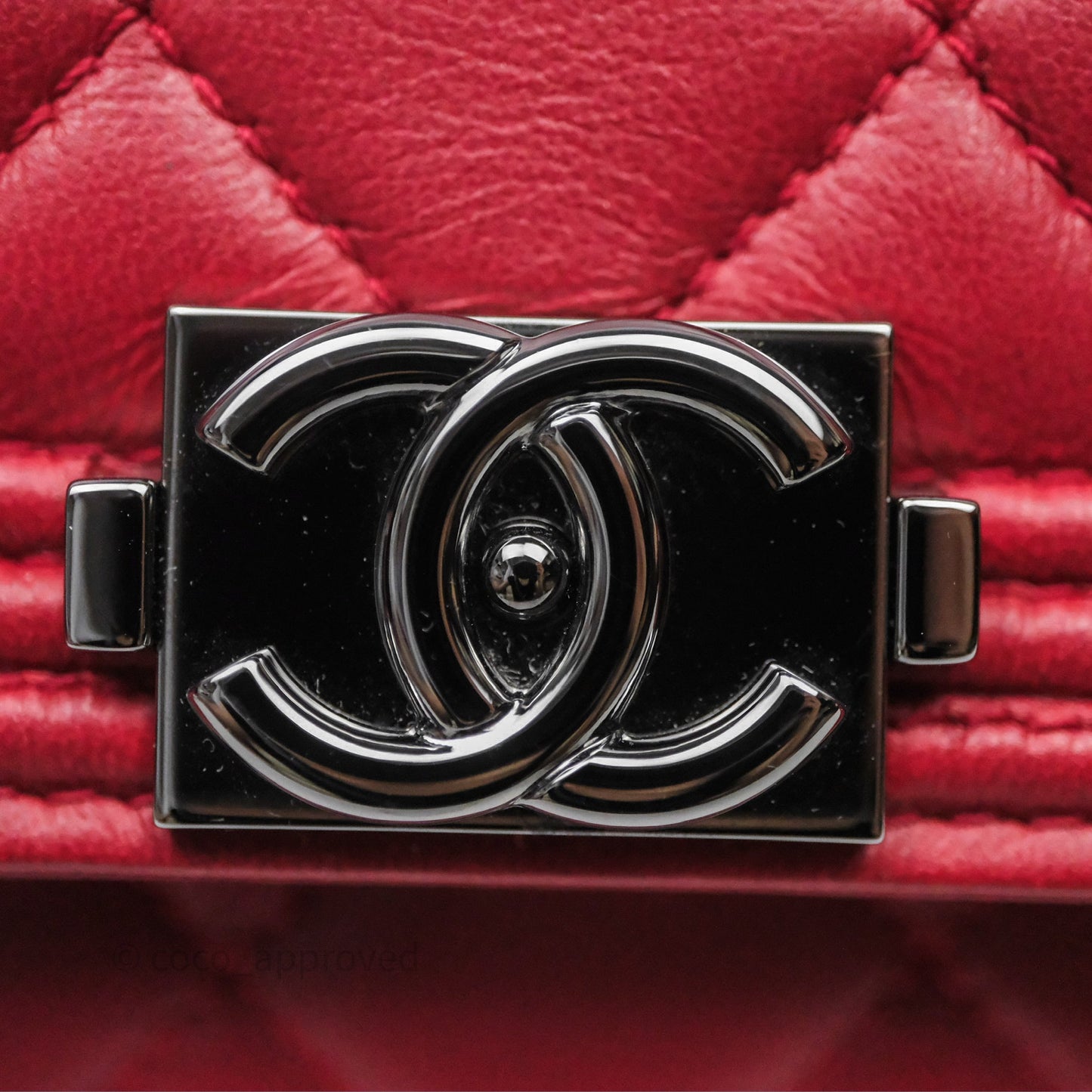 Chanel Boy Wallet on Chain WOC Red Lambskin Dark Silver Hardware