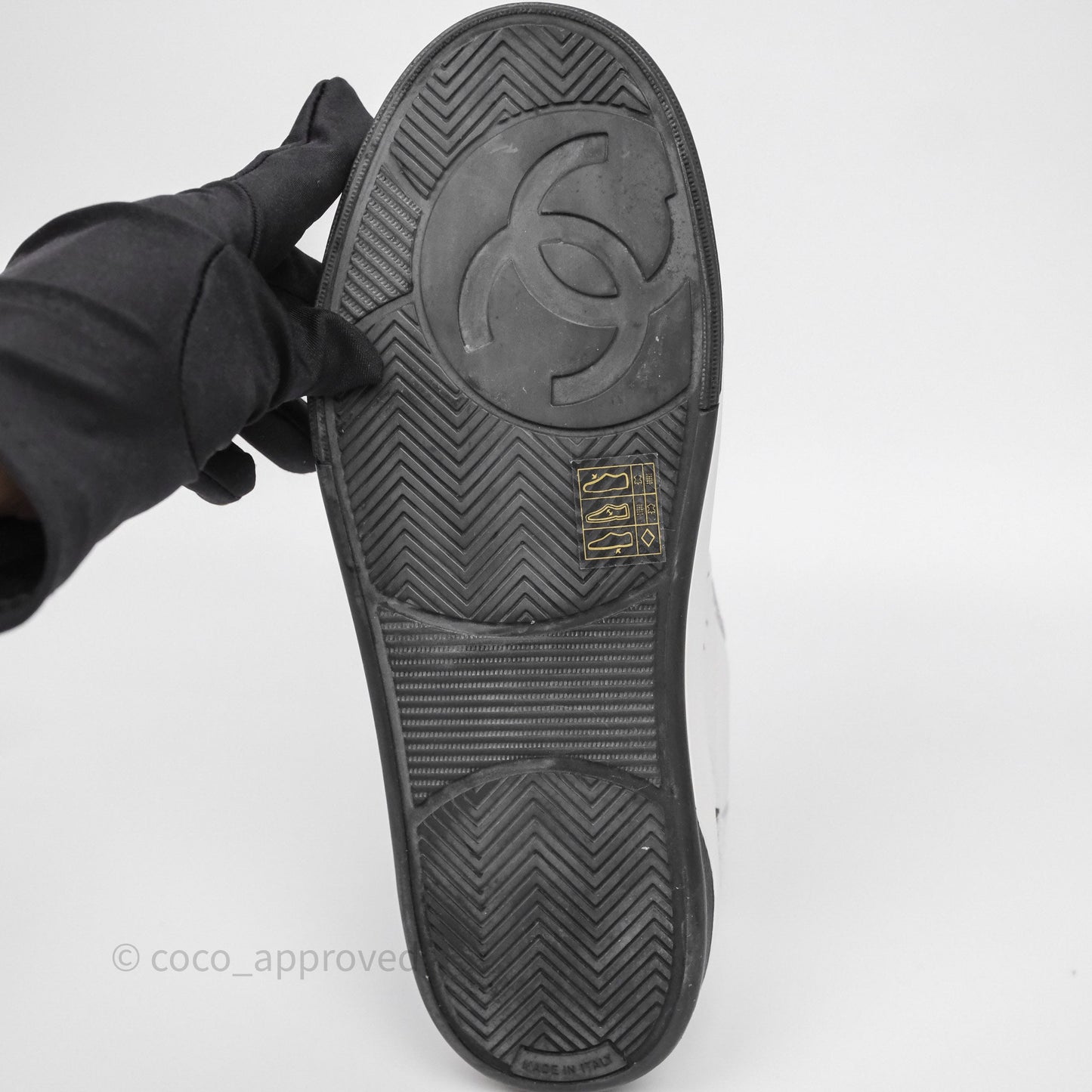 Chanel Logo Sneakers White Calfskin Size 37.5