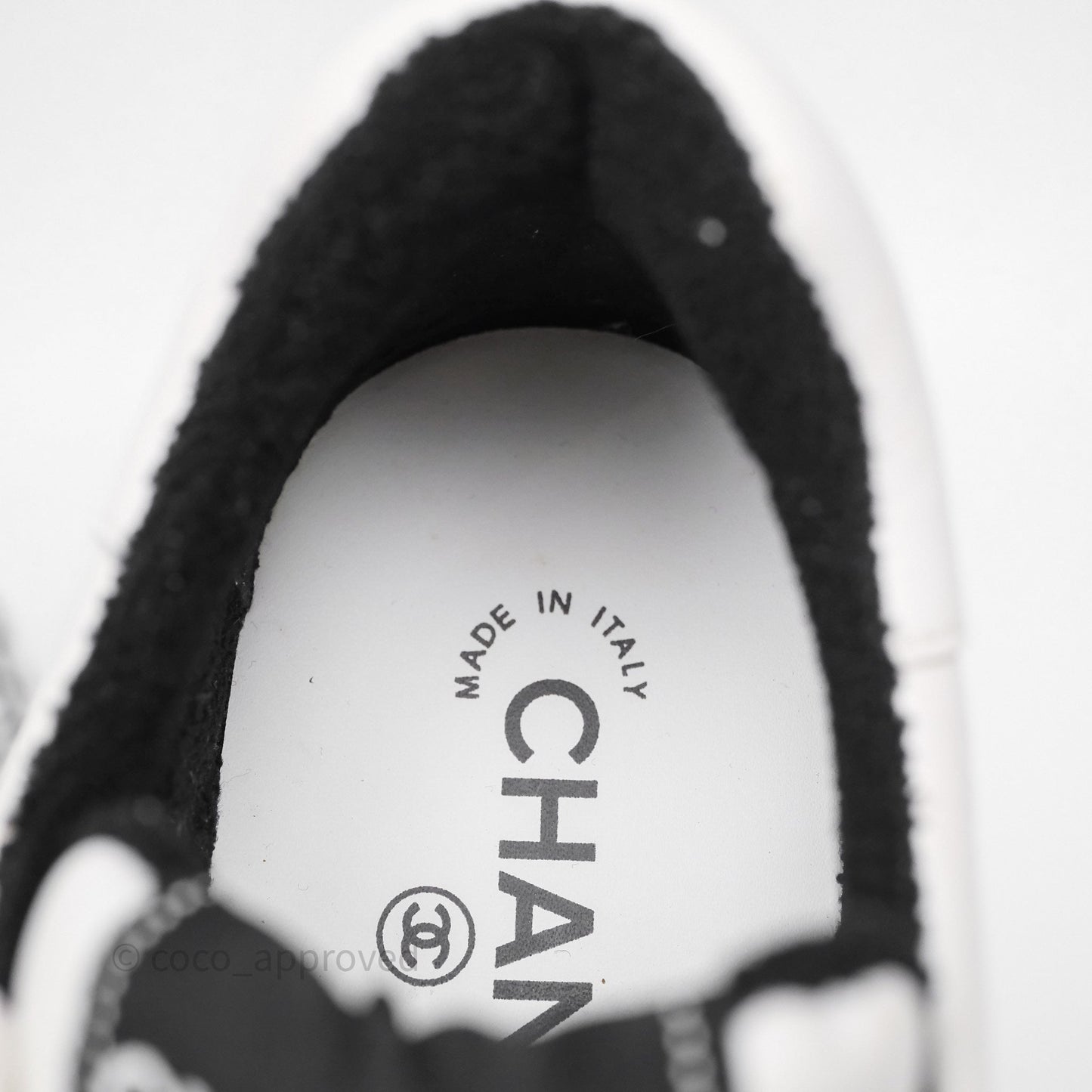 Chanel Logo Sneakers White Calfskin Size 37.5