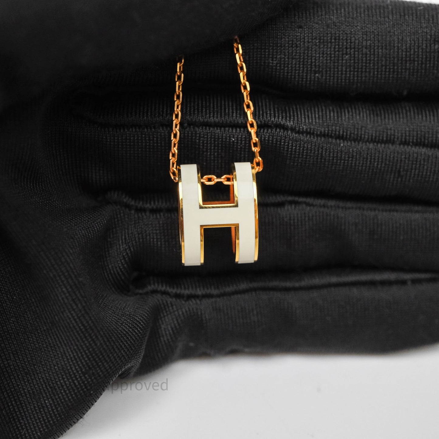 Hermès Pop H Pendant Necklace Blanc Rose Gold Hardware