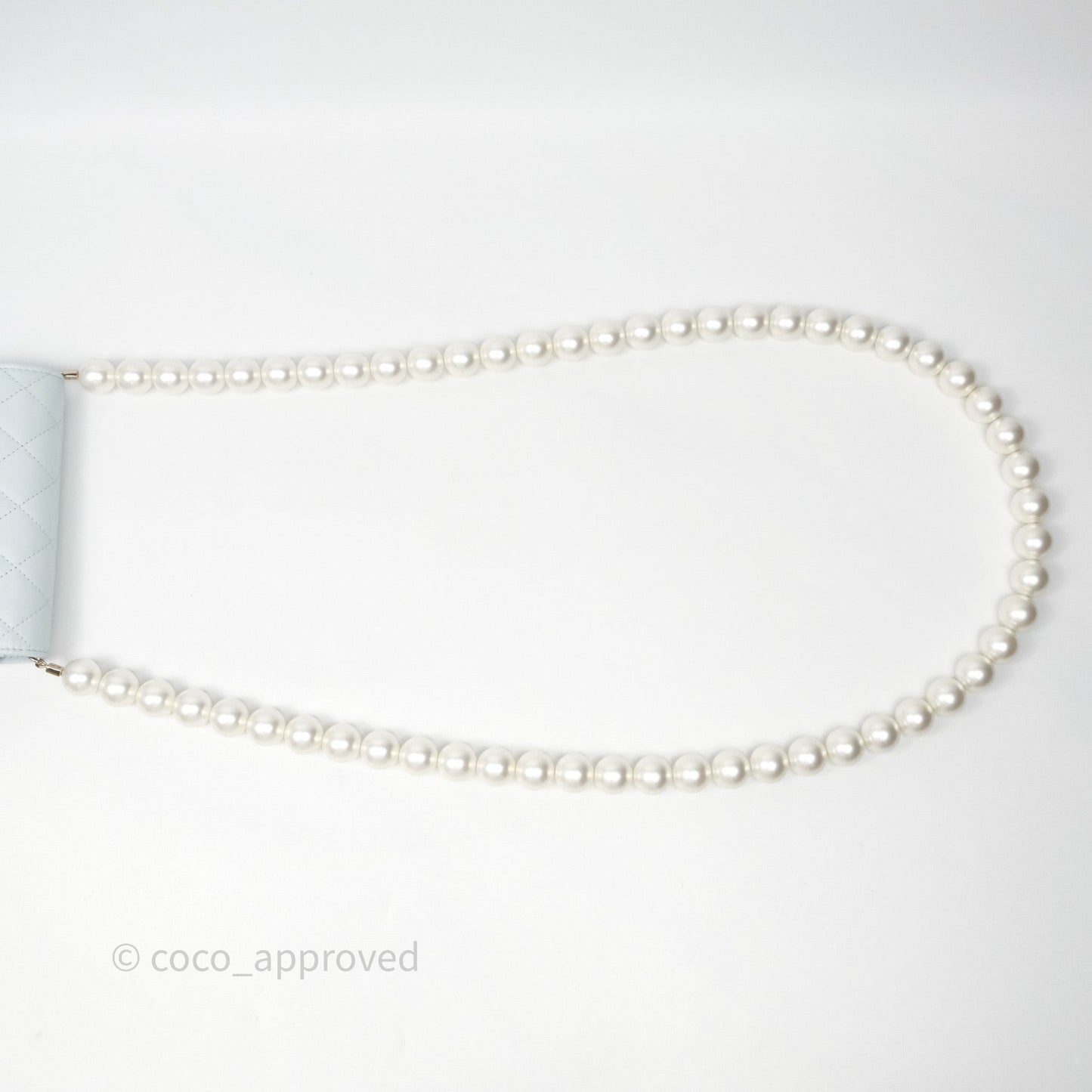 Chanel Quilted Large Pearl Mini Wallet On Chain WOC Blue Lambskin Gold Hardware