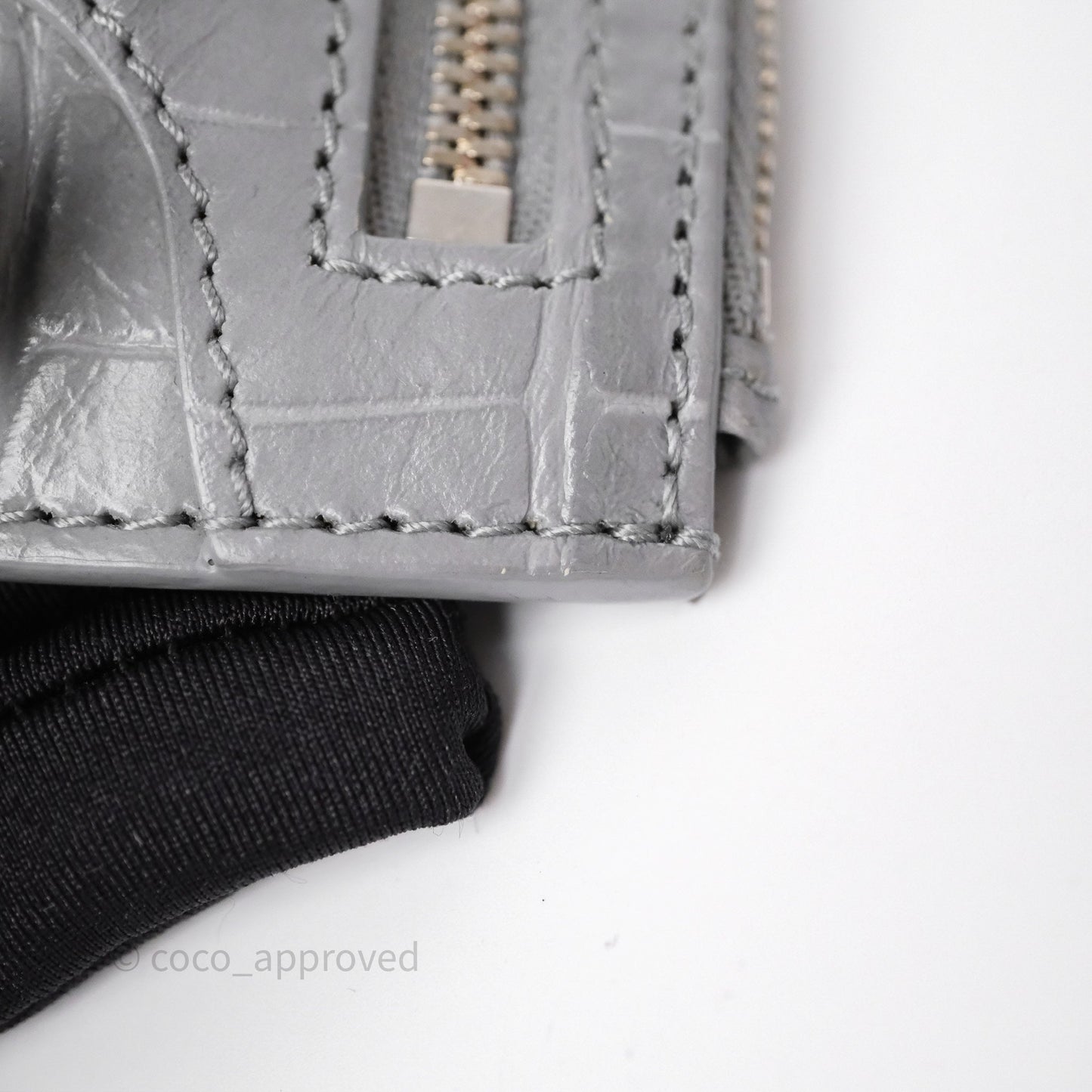 Balenciaga XS Le Cagole Shoulder Bag Grey Croc Embossed Leather