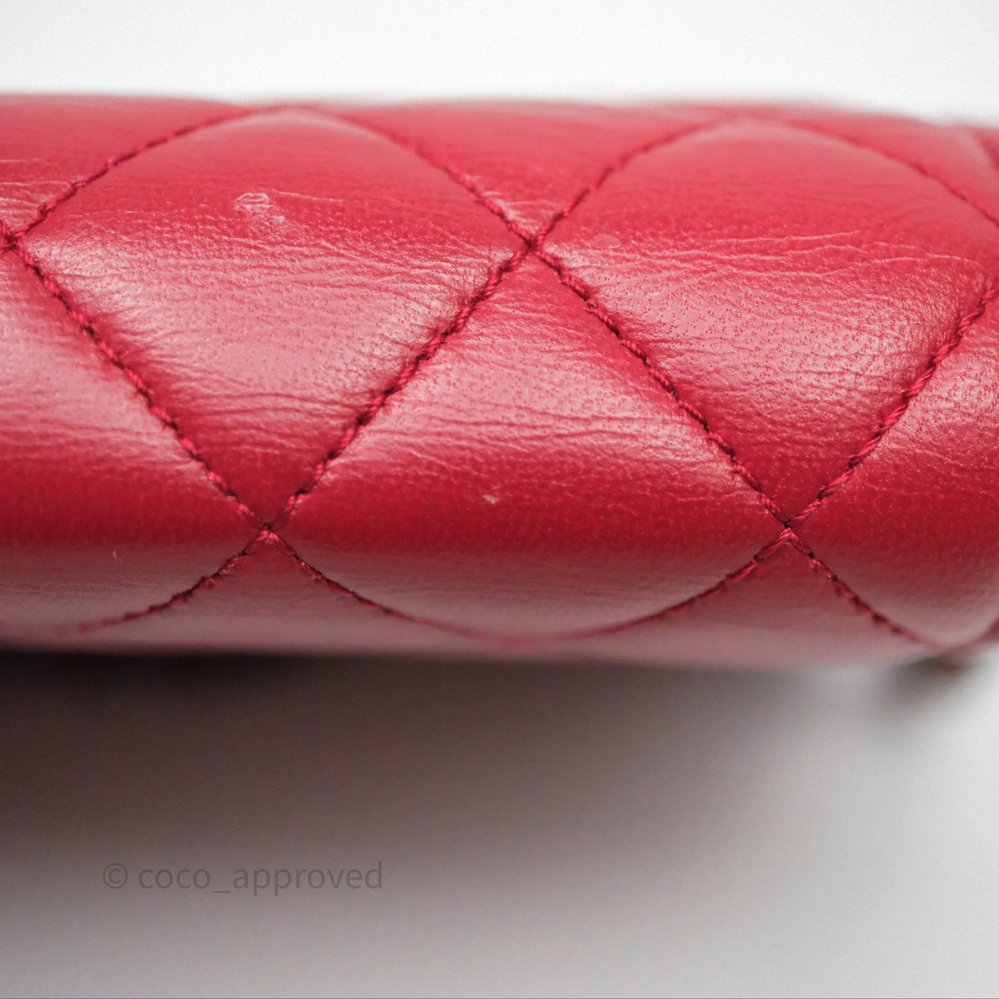 Chanel Boy Wallet on Chain WOC Red Lambskin Dark Silver Hardware