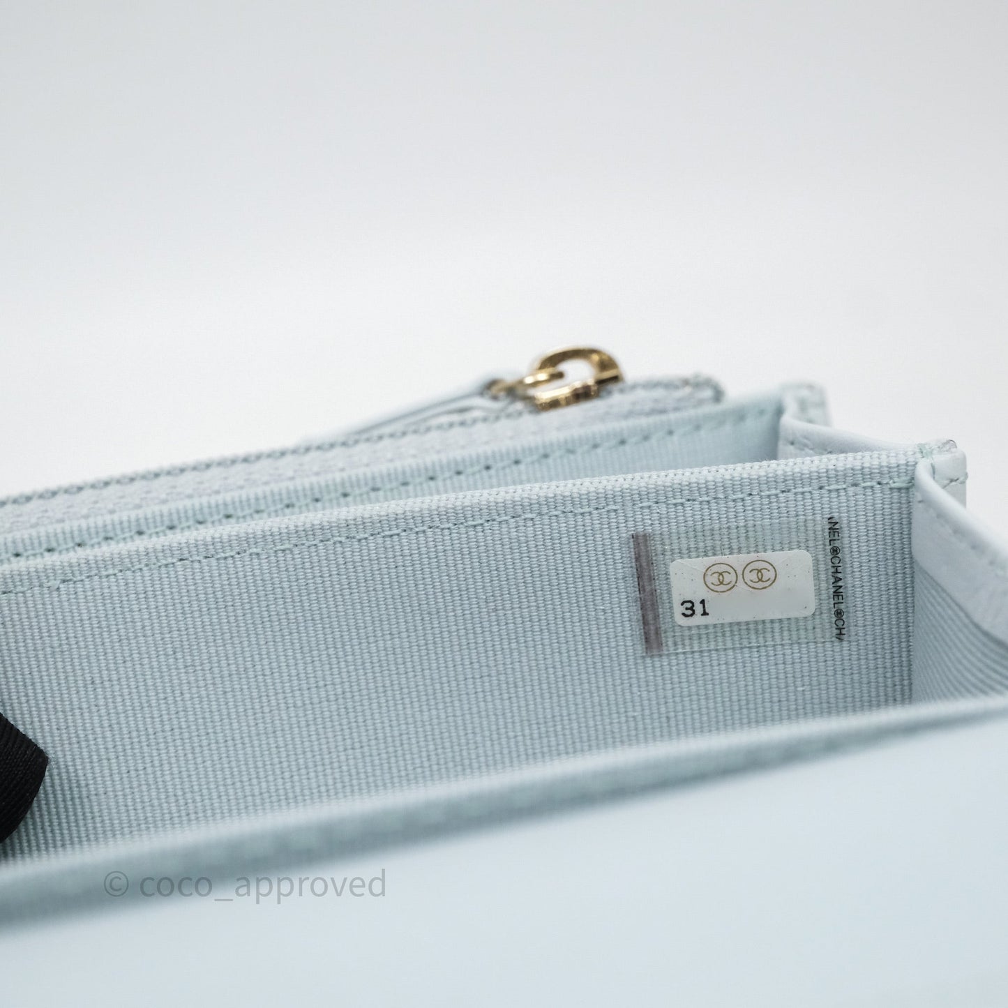 Chanel Quilted Large Pearl Mini Wallet On Chain WOC Blue Lambskin Gold Hardware