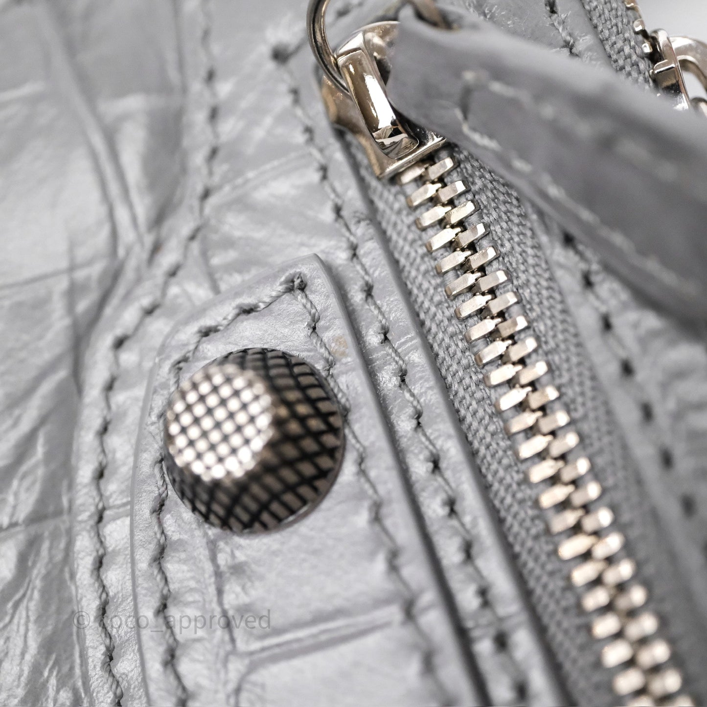 Balenciaga XS Le Cagole Shoulder Bag Grey Croc Embossed Leather