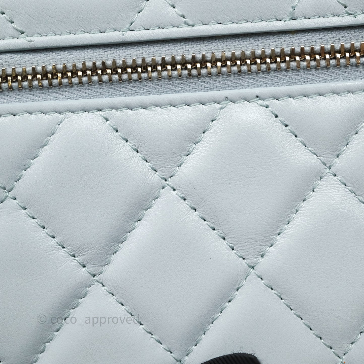 Chanel Quilted Large Pearl Mini Wallet On Chain WOC Blue Lambskin Gold Hardware