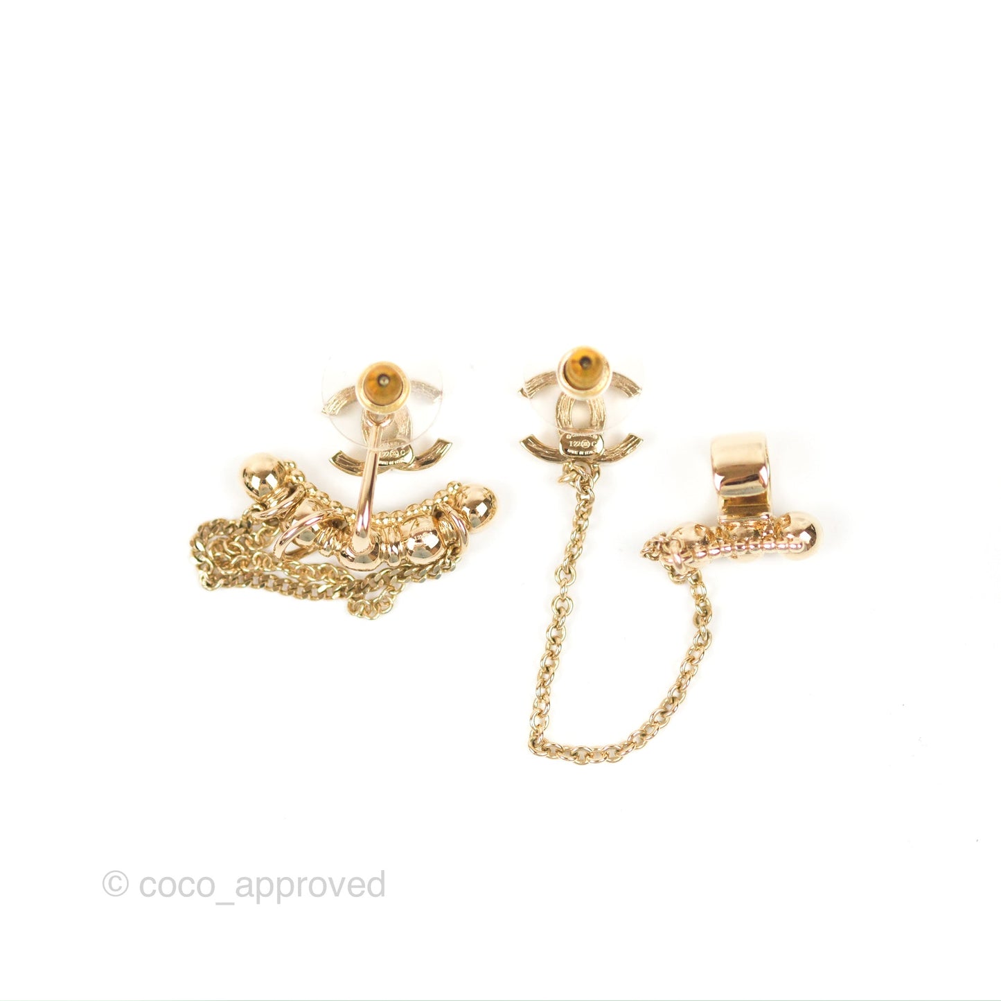 Chanel Crystal CC Earrings Ear Clip Gold Tone 22C