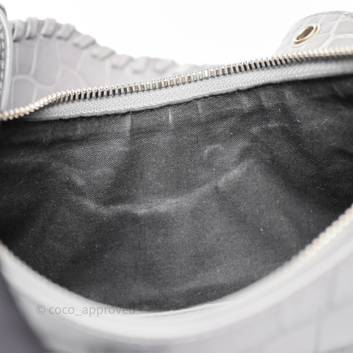 Balenciaga XS Le Cagole Shoulder Bag Grey Croc Embossed Leather