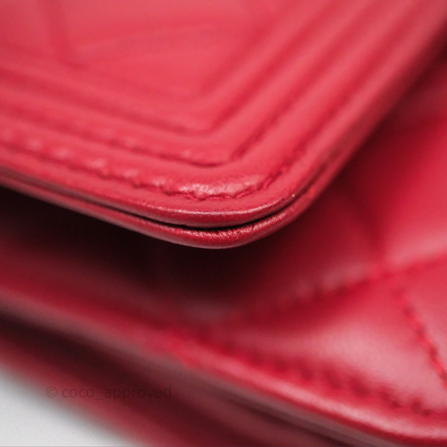 Chanel Boy Wallet on Chain WOC Red Lambskin Dark Silver Hardware