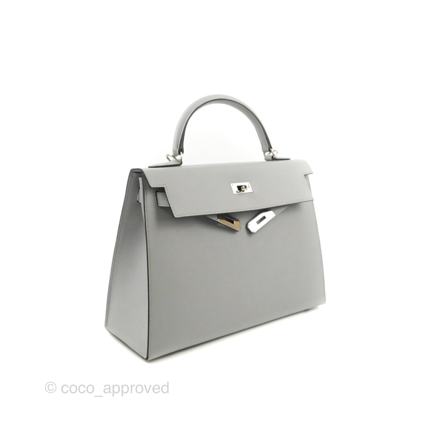 Hermès Kelly 32 Sellier Bleu Glacier Epsom Palladium Hardware