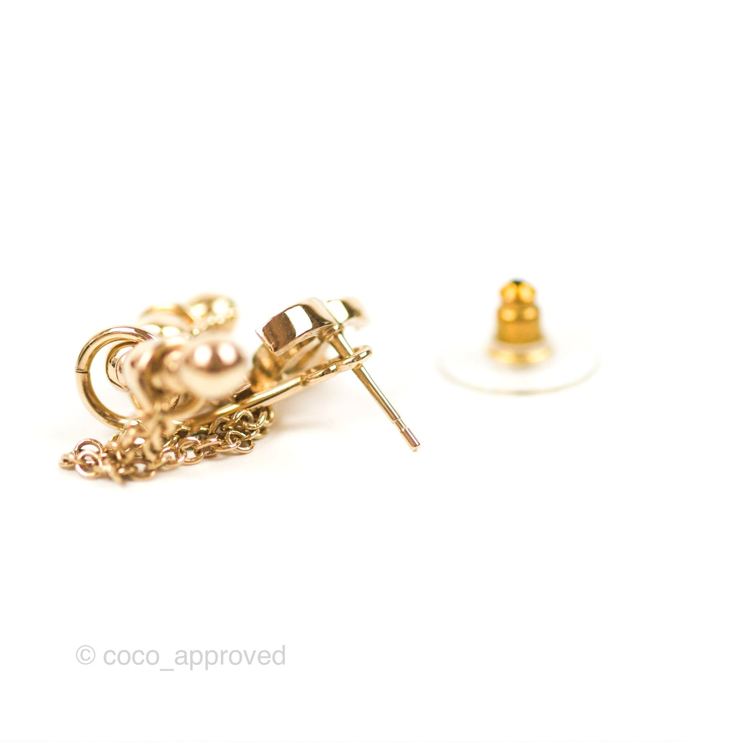 Chanel Crystal CC Earrings Ear Clip Gold Tone 22C