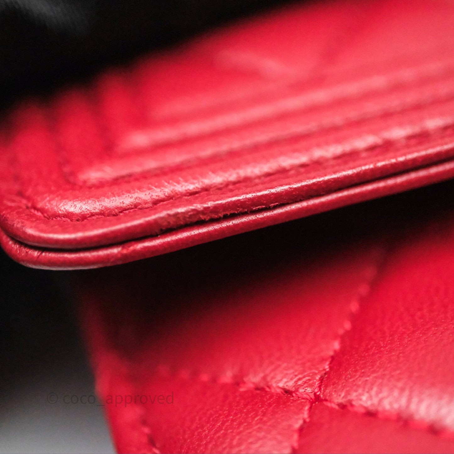 Chanel Boy Wallet on Chain WOC Red Lambskin Dark Silver Hardware