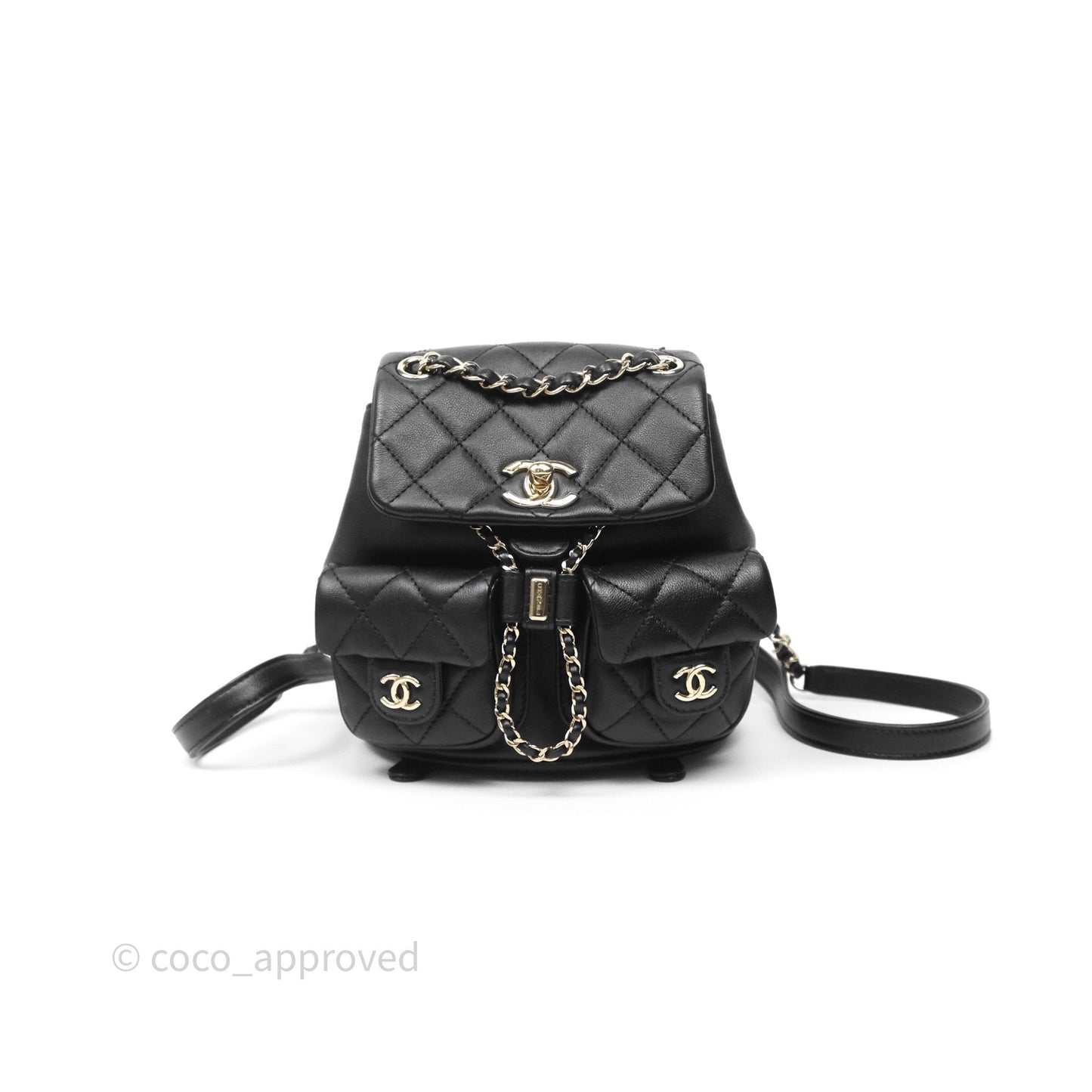 Chanel Mini Duma Backpack Black Calfskin Gold Hardware