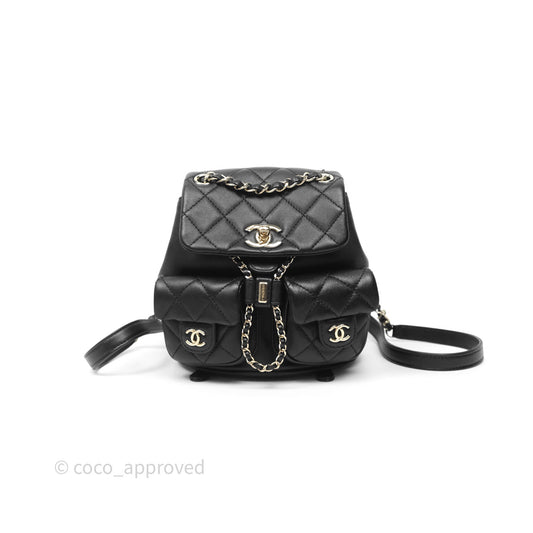 Chanel Mini Duma Backpack Black Calfskin Gold Hardware