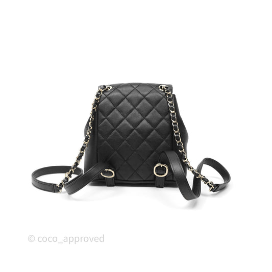 Chanel Mini Duma Backpack Black Calfskin Gold Hardware