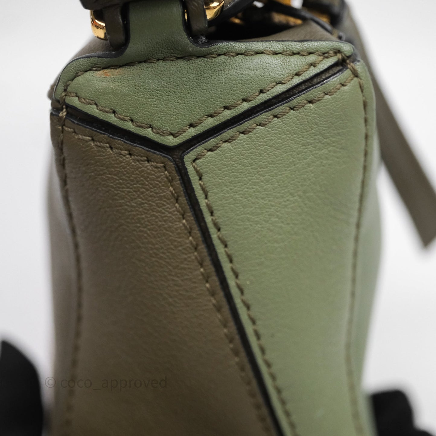 Loewe Mini Puzzle Bag Green Calfskin Gold Hardware