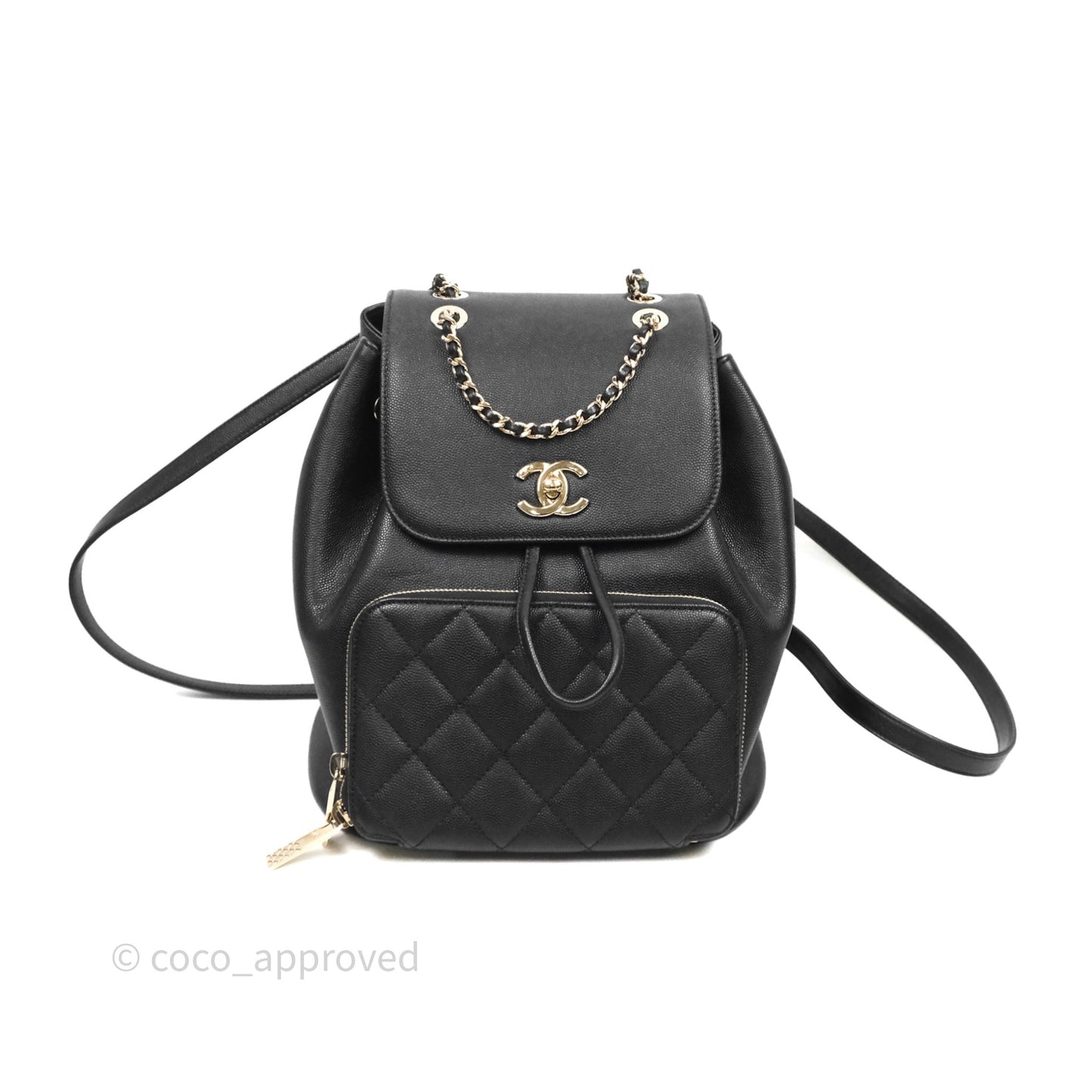 Chanel Quilted Business Affinity Backpack Black Caviar Gold Hardware
