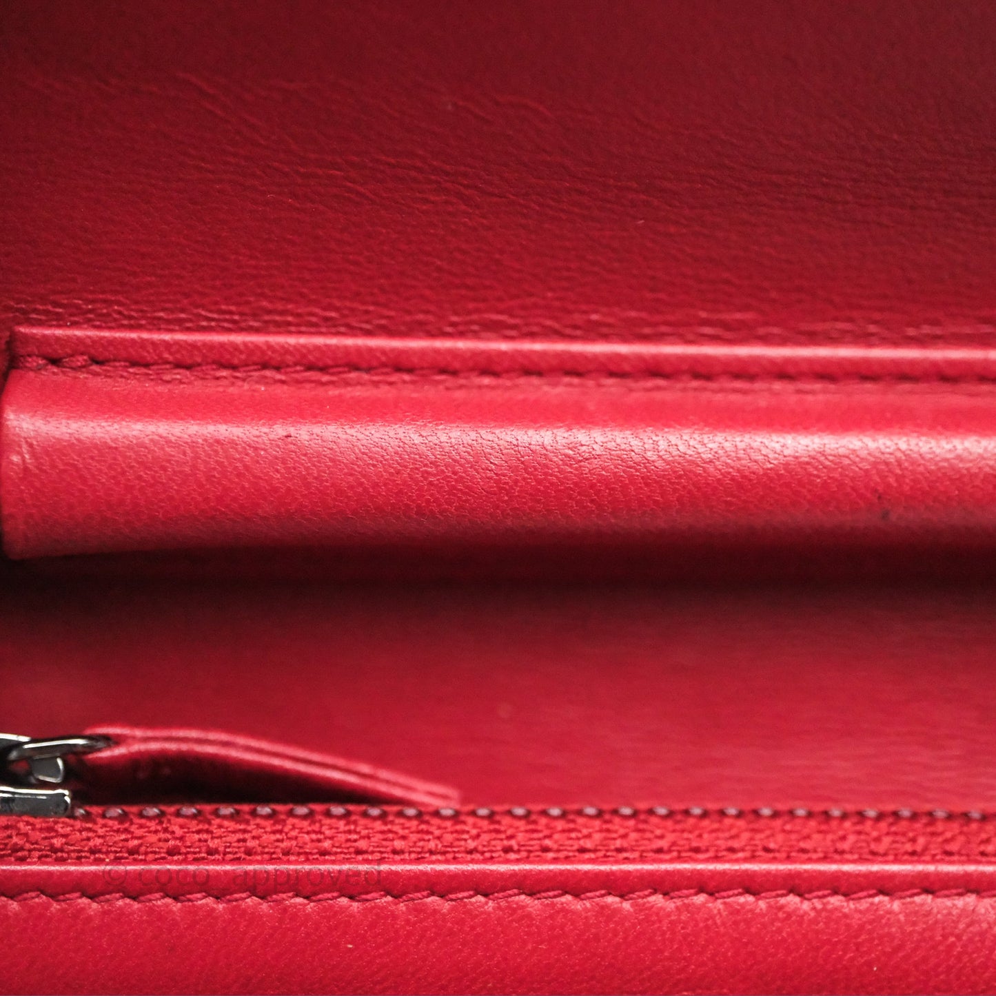 Chanel Boy Wallet on Chain WOC Red Lambskin Dark Silver Hardware