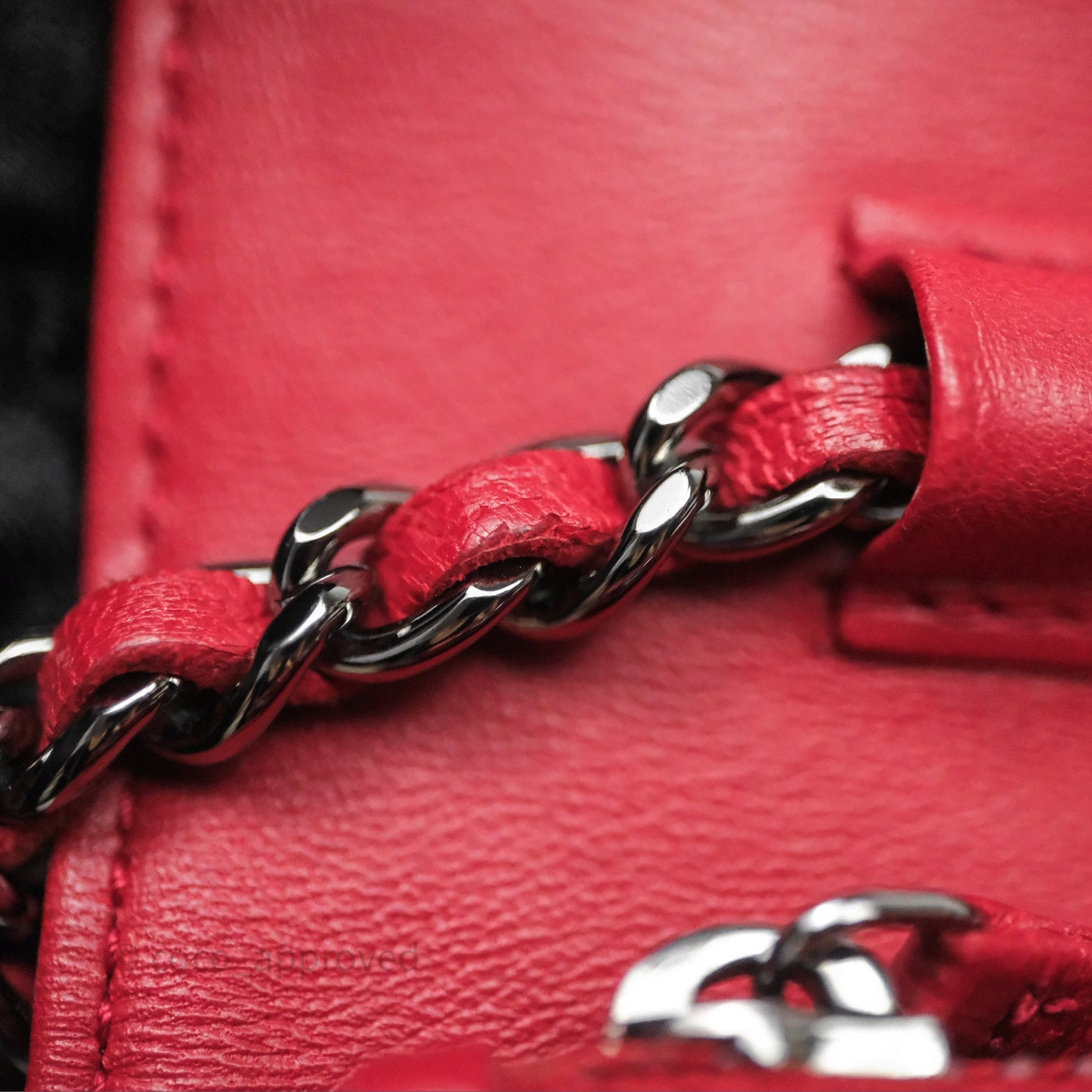 Chanel Boy Wallet on Chain WOC Red Lambskin Dark Silver Hardware