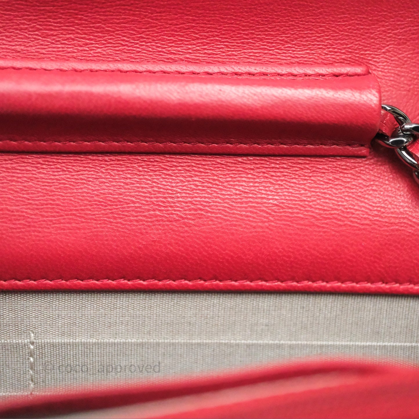 Chanel Boy Wallet on Chain WOC Red Lambskin Dark Silver Hardware