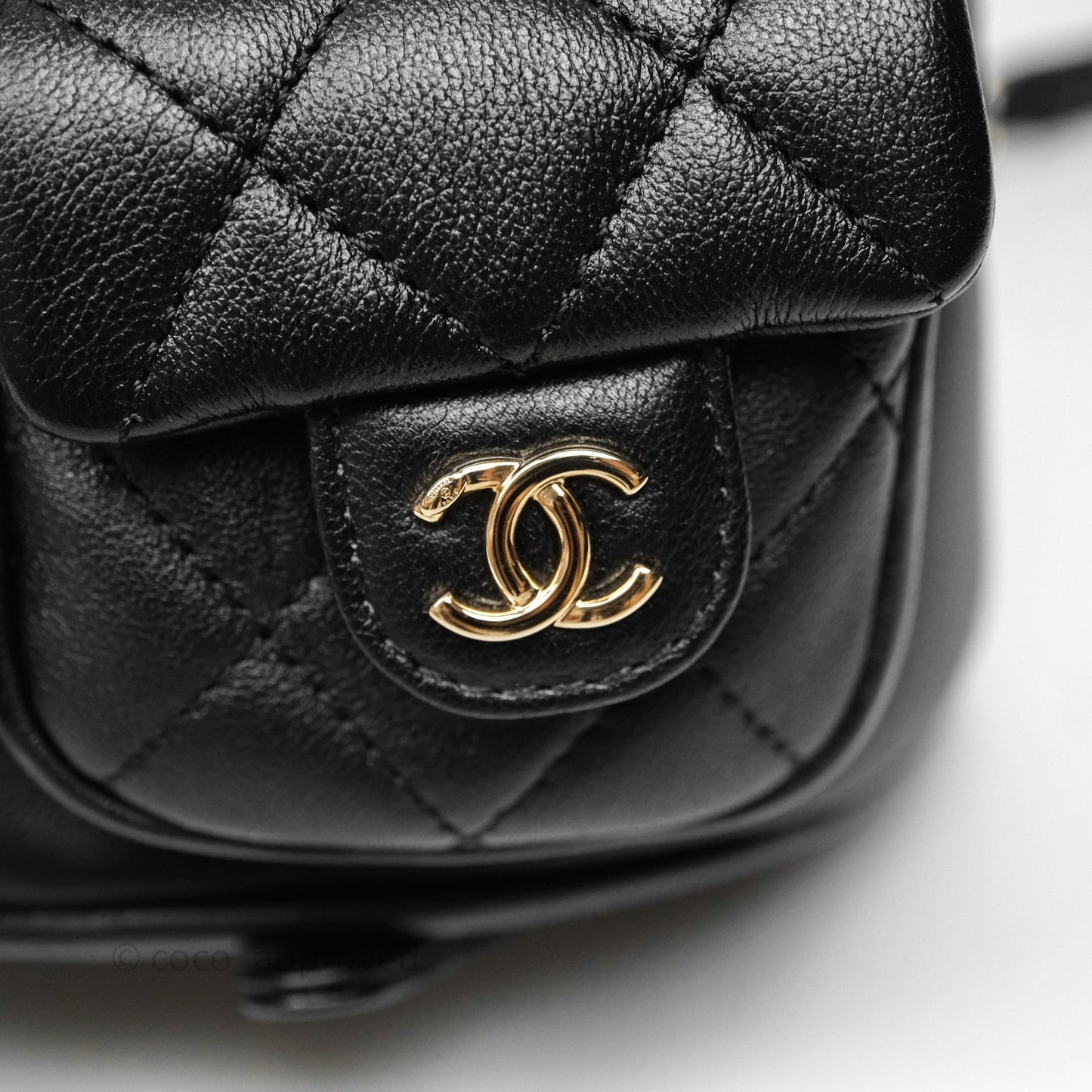 Chanel Mini Duma Backpack Black Calfskin Gold Hardware