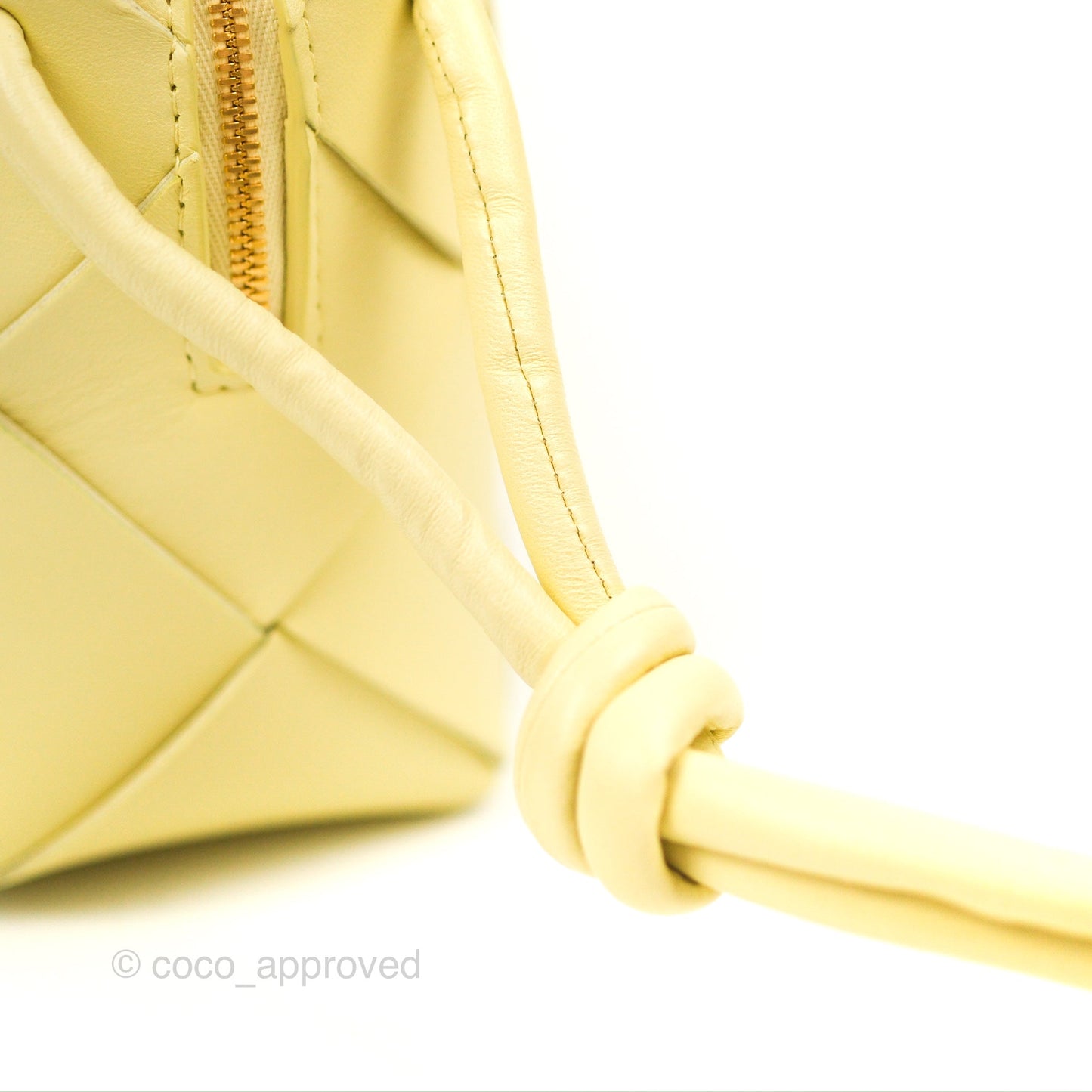 Bottega Veneta Mini Cassette Camera Bag Ice Cream Yellow Intreccio Lambskin