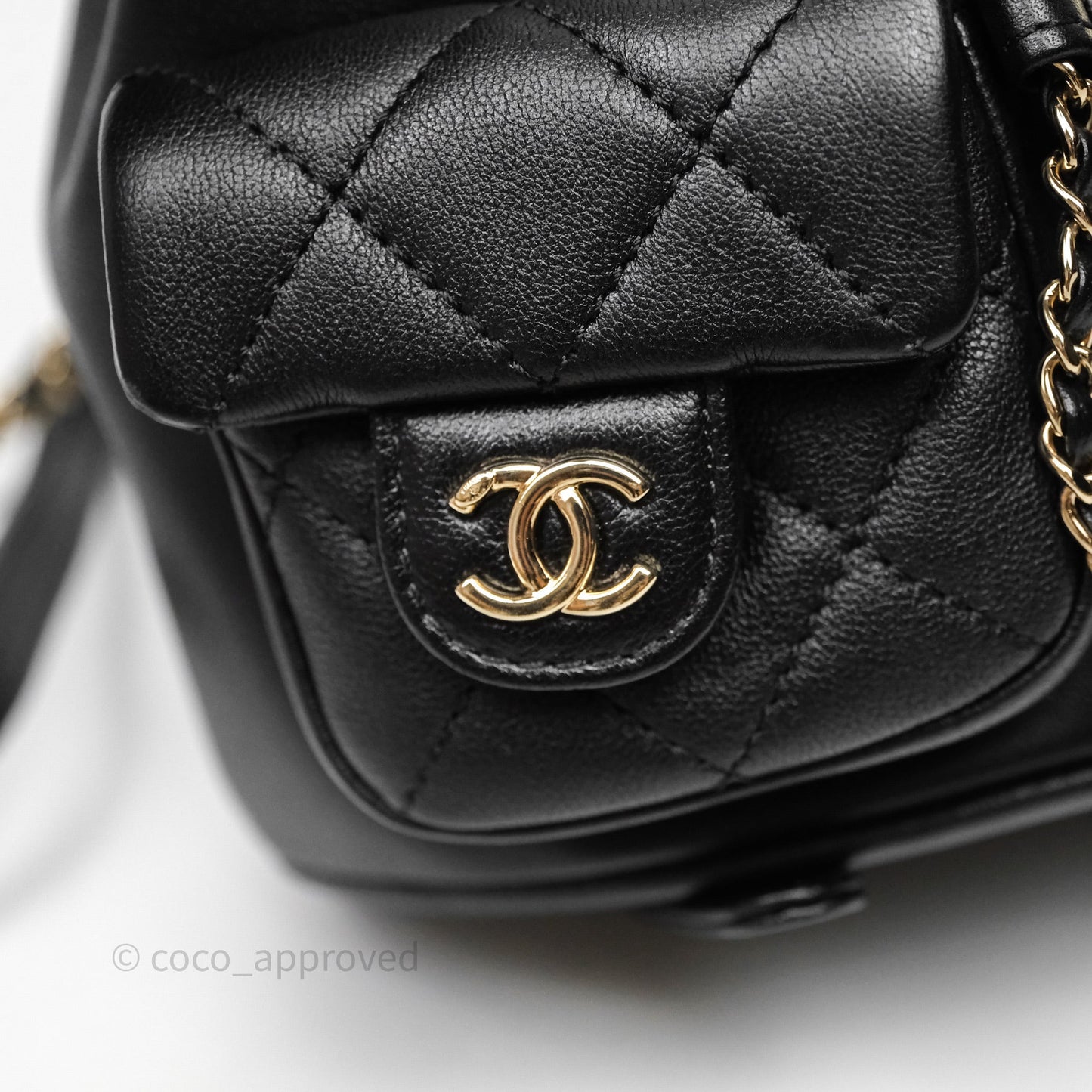 Chanel Mini Duma Backpack Black Calfskin Gold Hardware