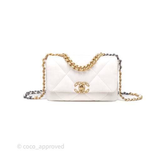 Chanel 19 Small White Mixed Hardware