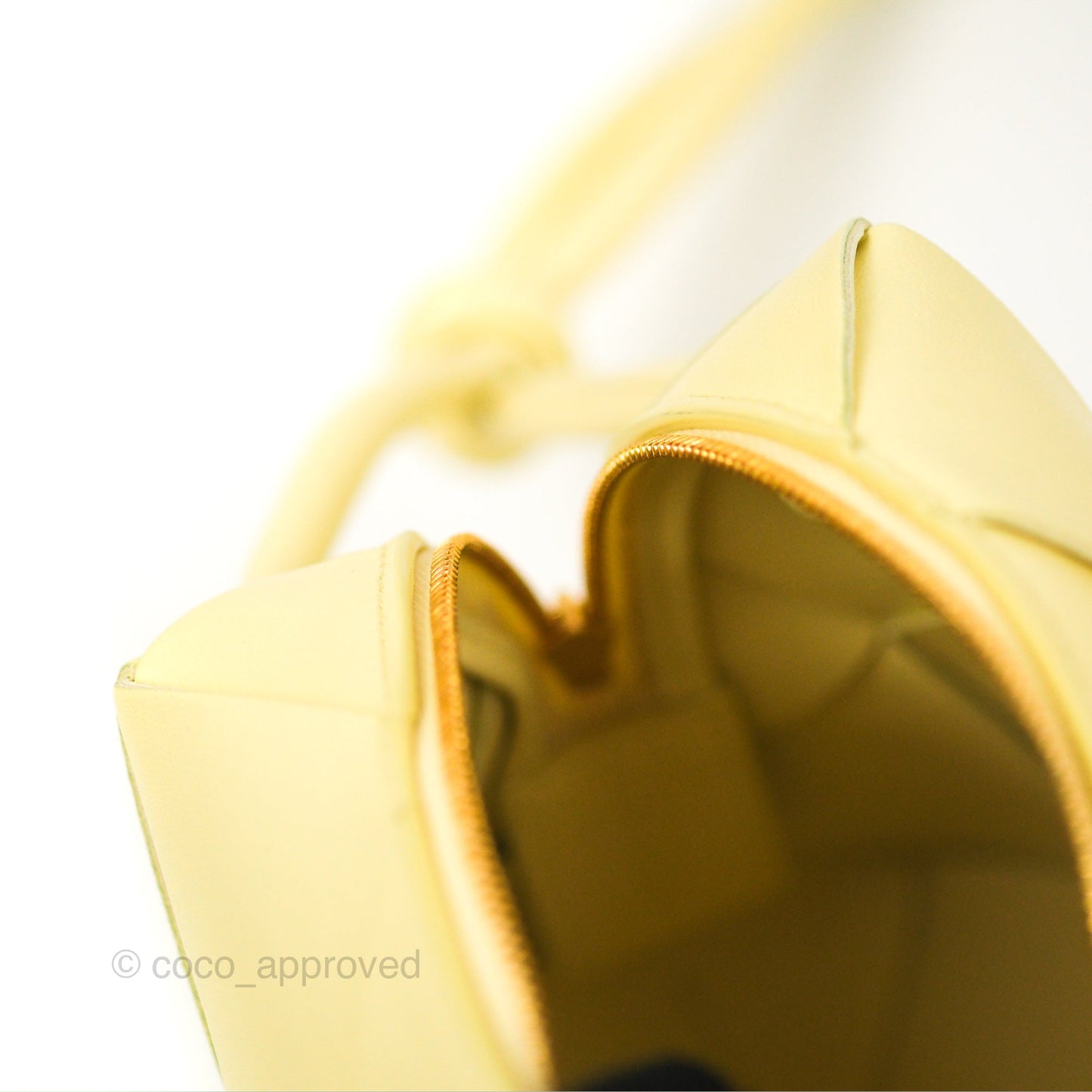 Bottega Veneta Mini Cassette Camera Bag Ice Cream Yellow Intreccio Lambskin