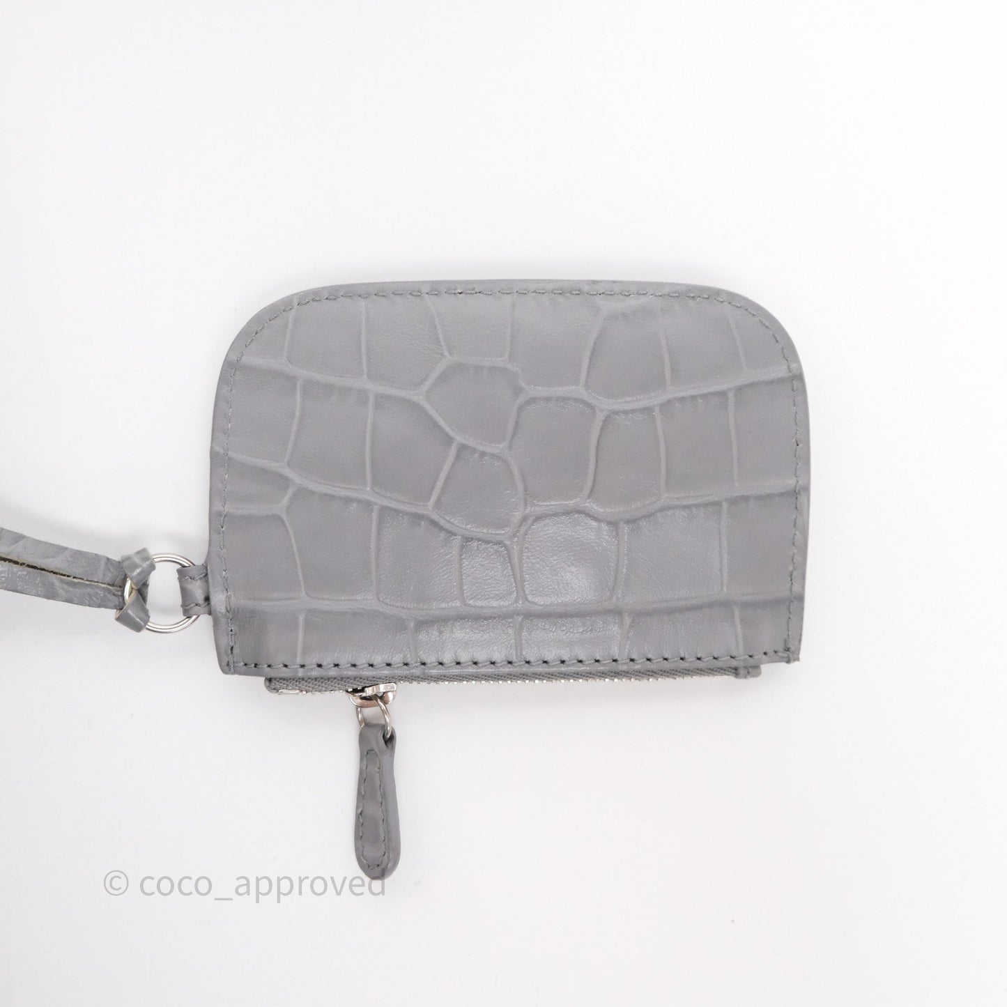 Balenciaga XS Le Cagole Shoulder Bag Grey Croc Embossed Leather
