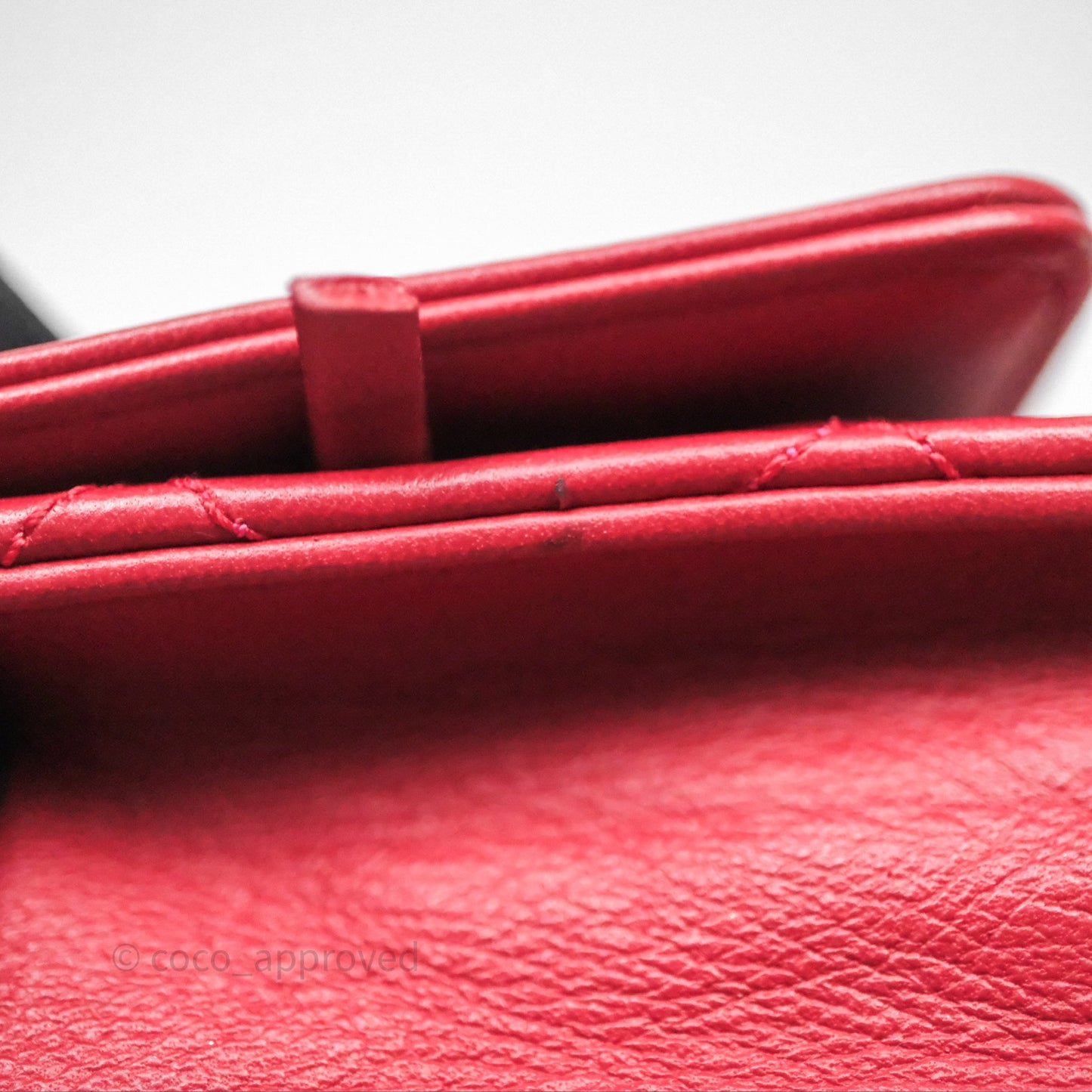 Chanel Boy Wallet on Chain WOC Red Lambskin Dark Silver Hardware
