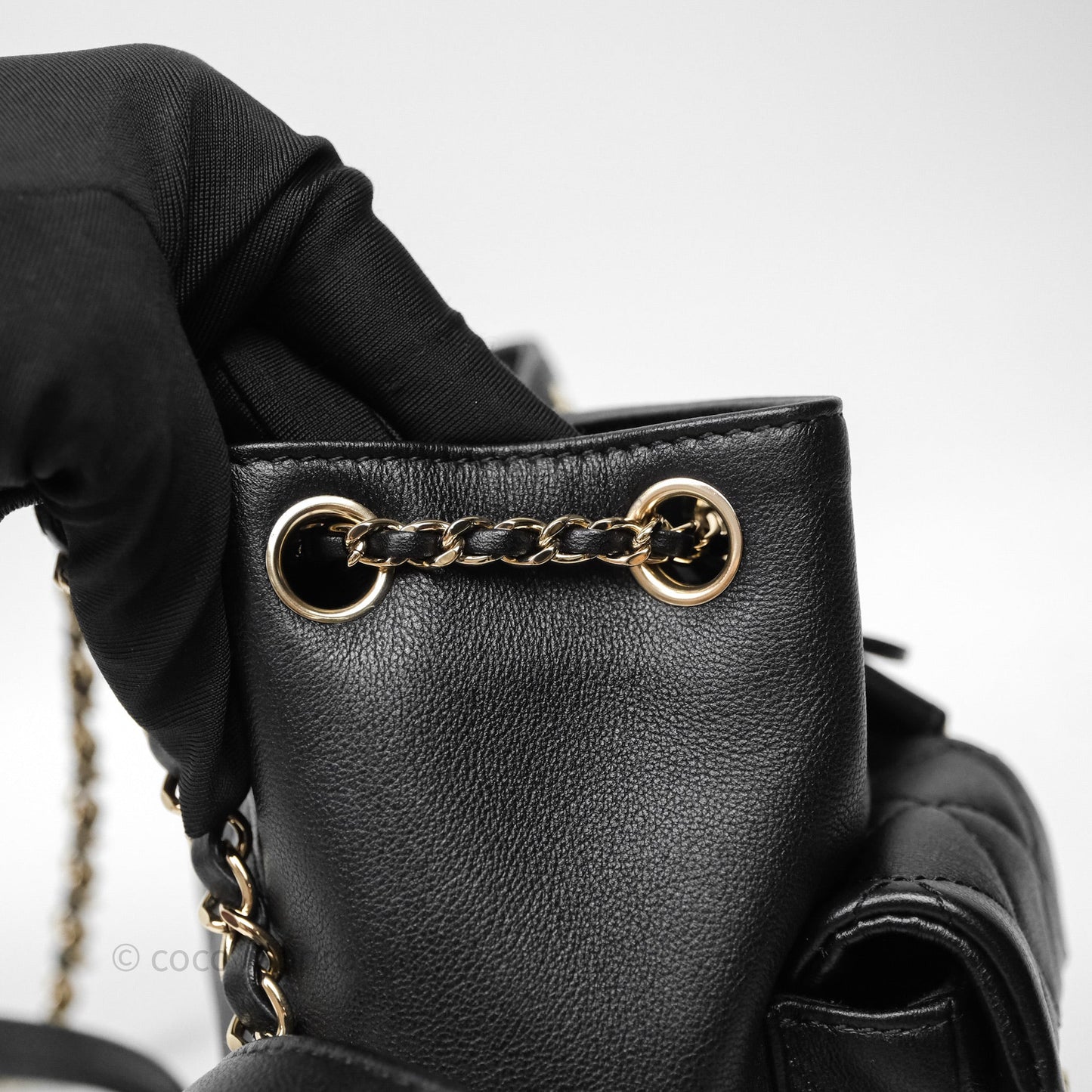 Chanel Mini Duma Backpack Black Calfskin Gold Hardware