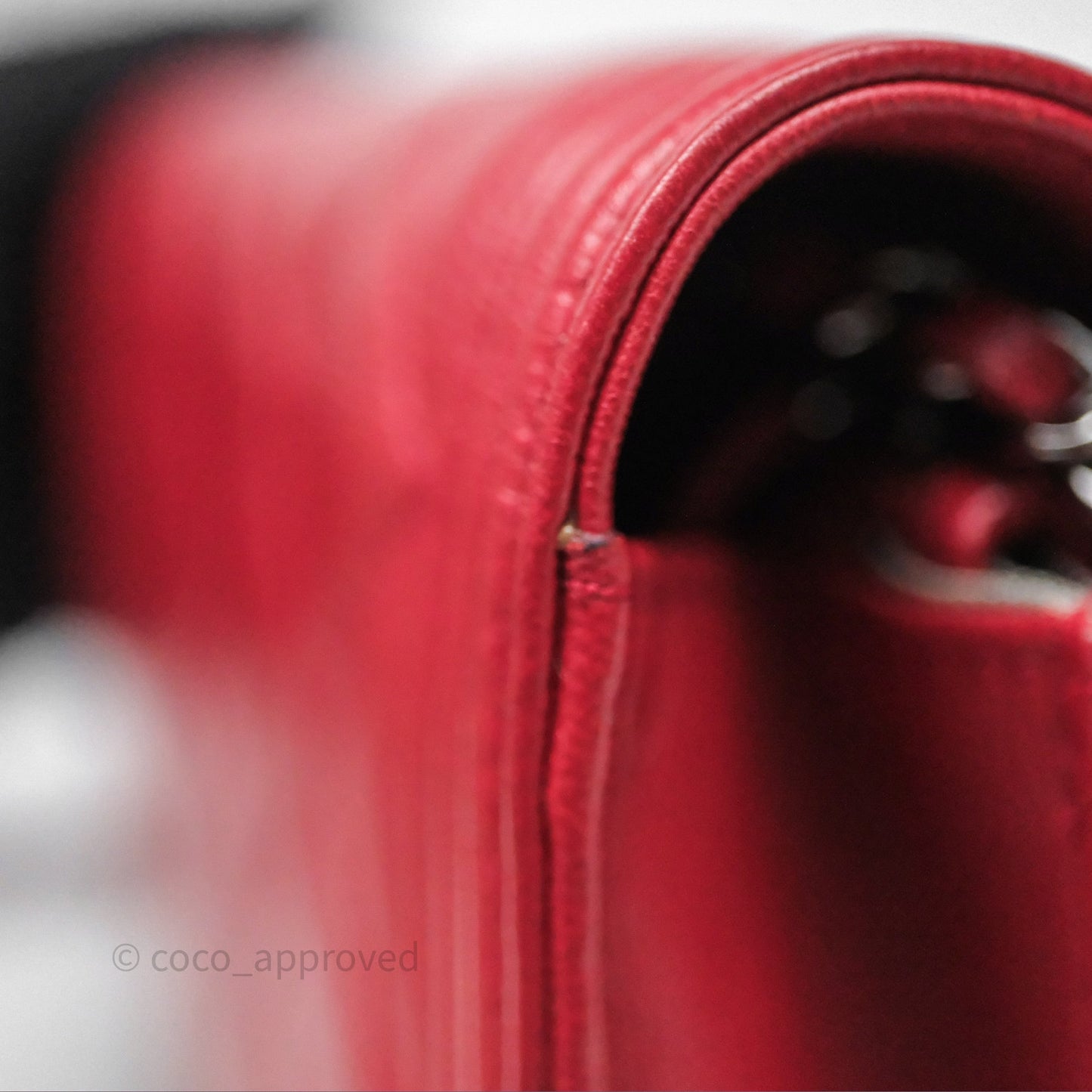 Chanel Boy Wallet on Chain WOC Red Lambskin Dark Silver Hardware